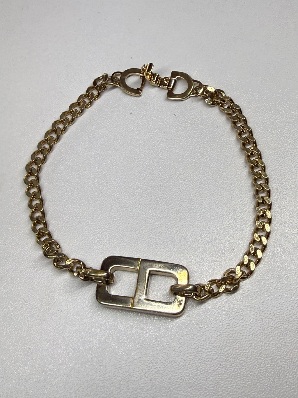 ✨ Bracelet Gourmette Vintage Christian Dior « CD » en Plaqué Or (1980) ✨