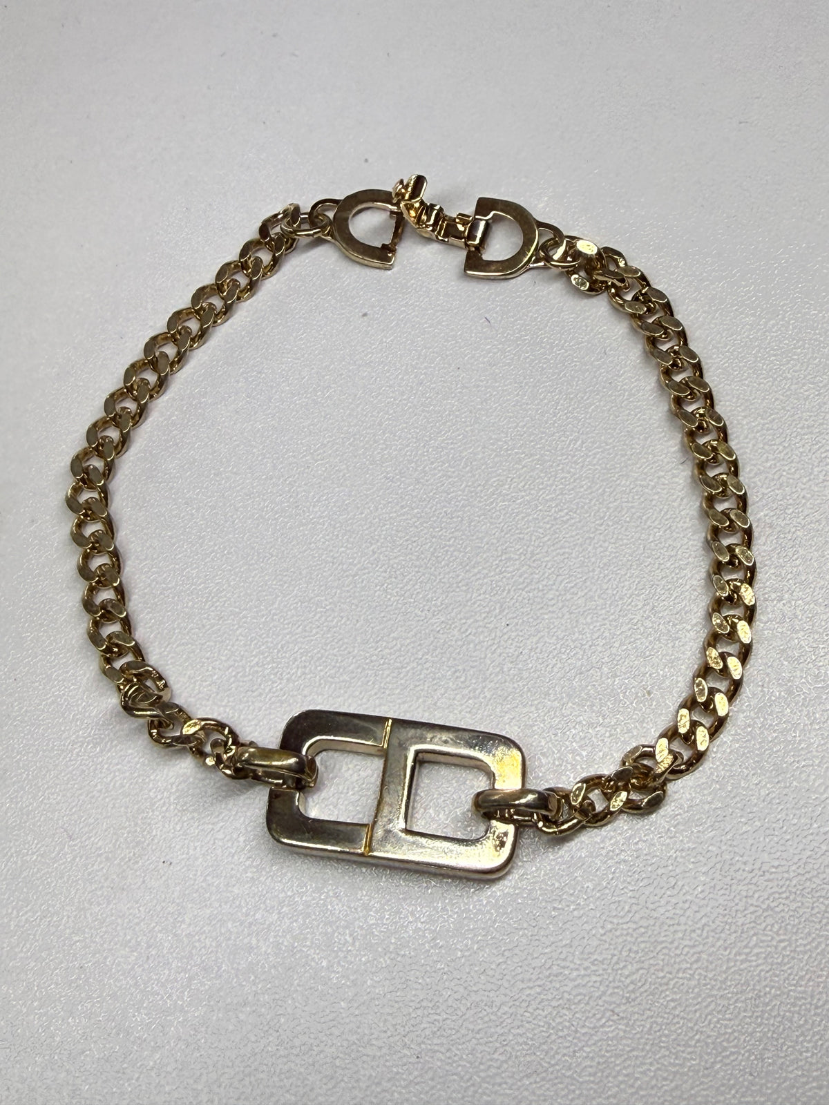 ✨ Bracelet Gourmette Vintage Christian Dior « CD » en Plaqué Or (1980) ✨