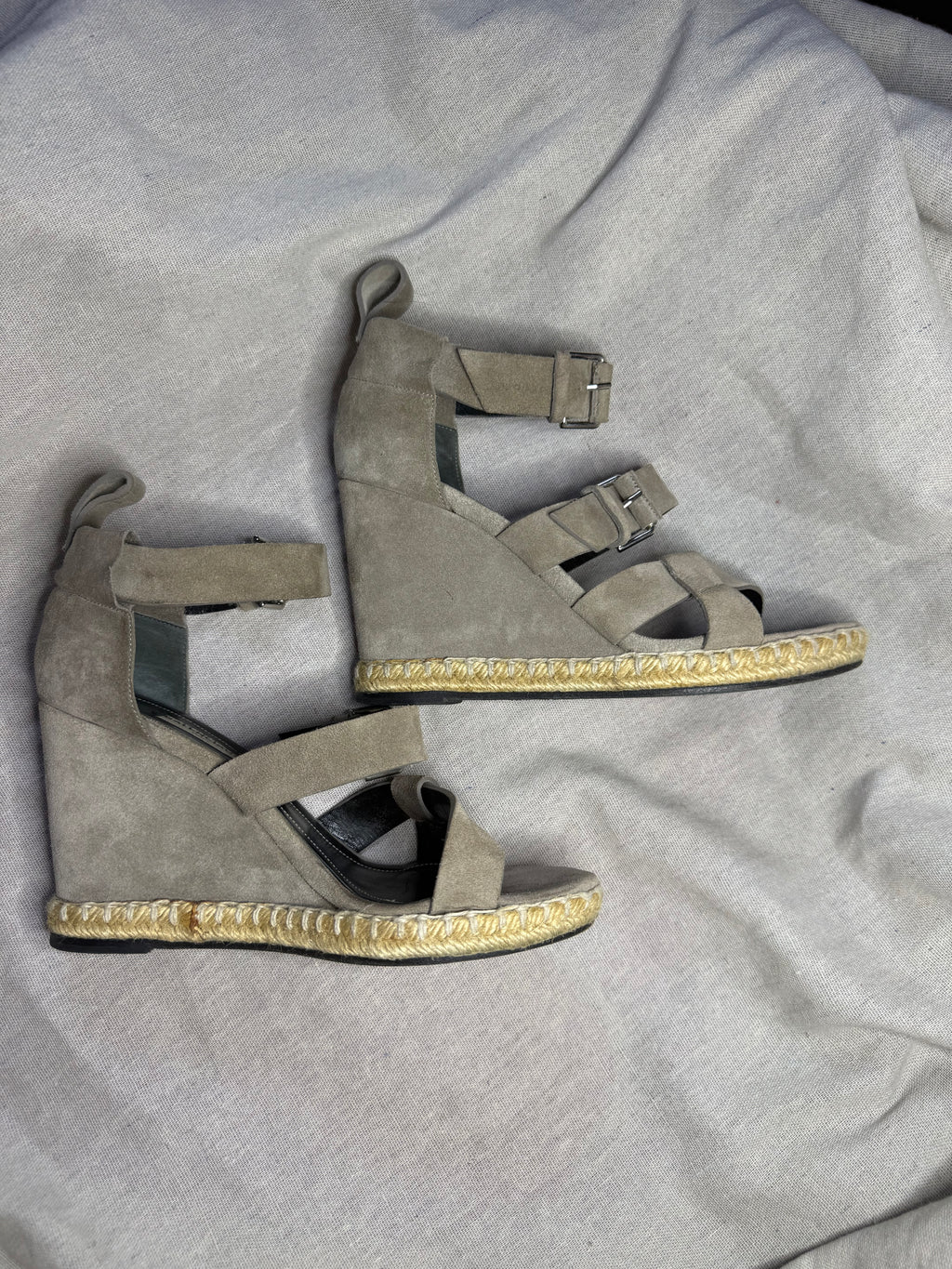 ✨ Balanciaga - Sandales compensées espadrilles - Daim & Cuir - T38/38,5 ✨