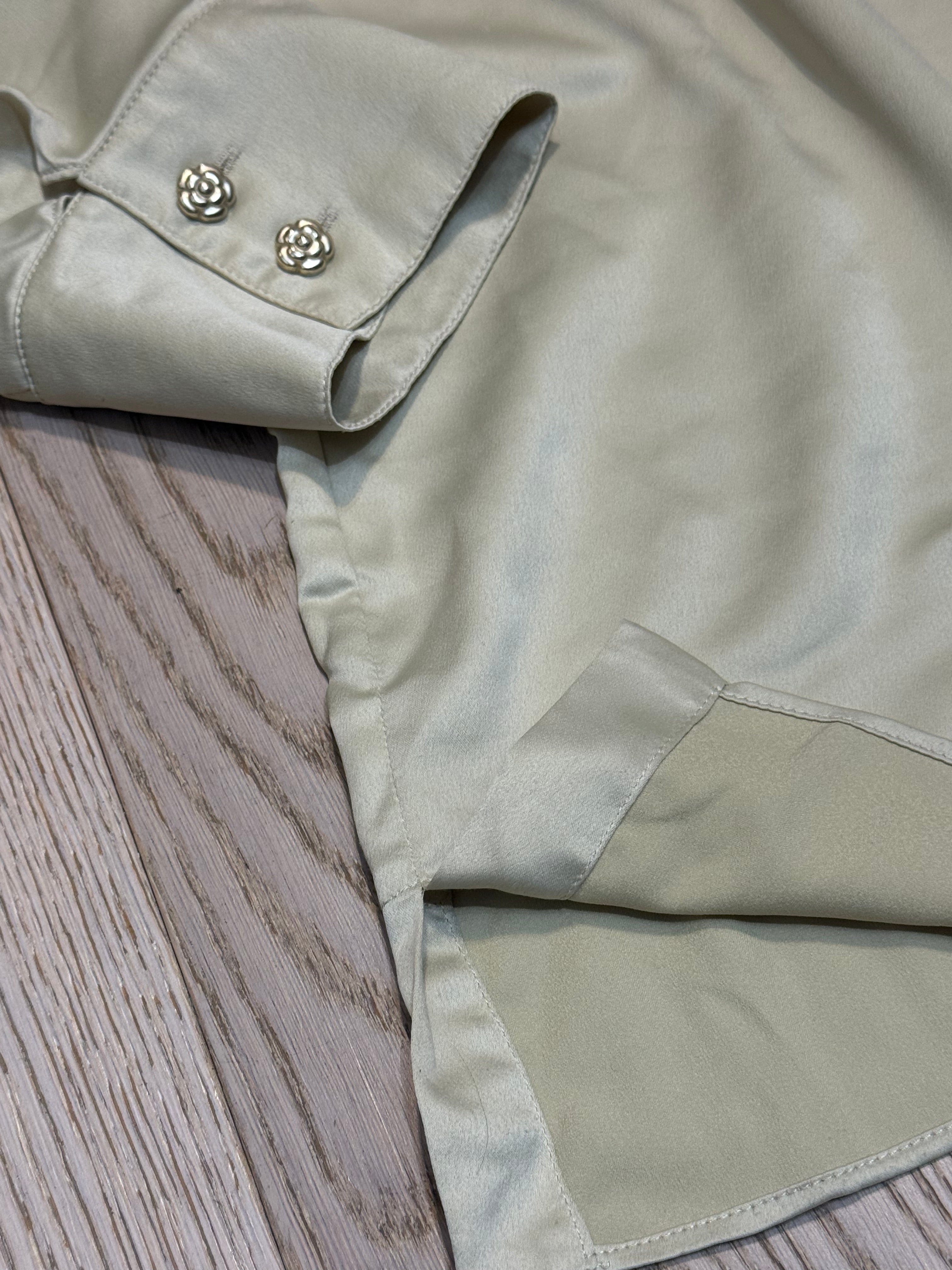 ✨ Blouse Champagne en satin Chanel Uniform 34 ok 36 🍾 ✨