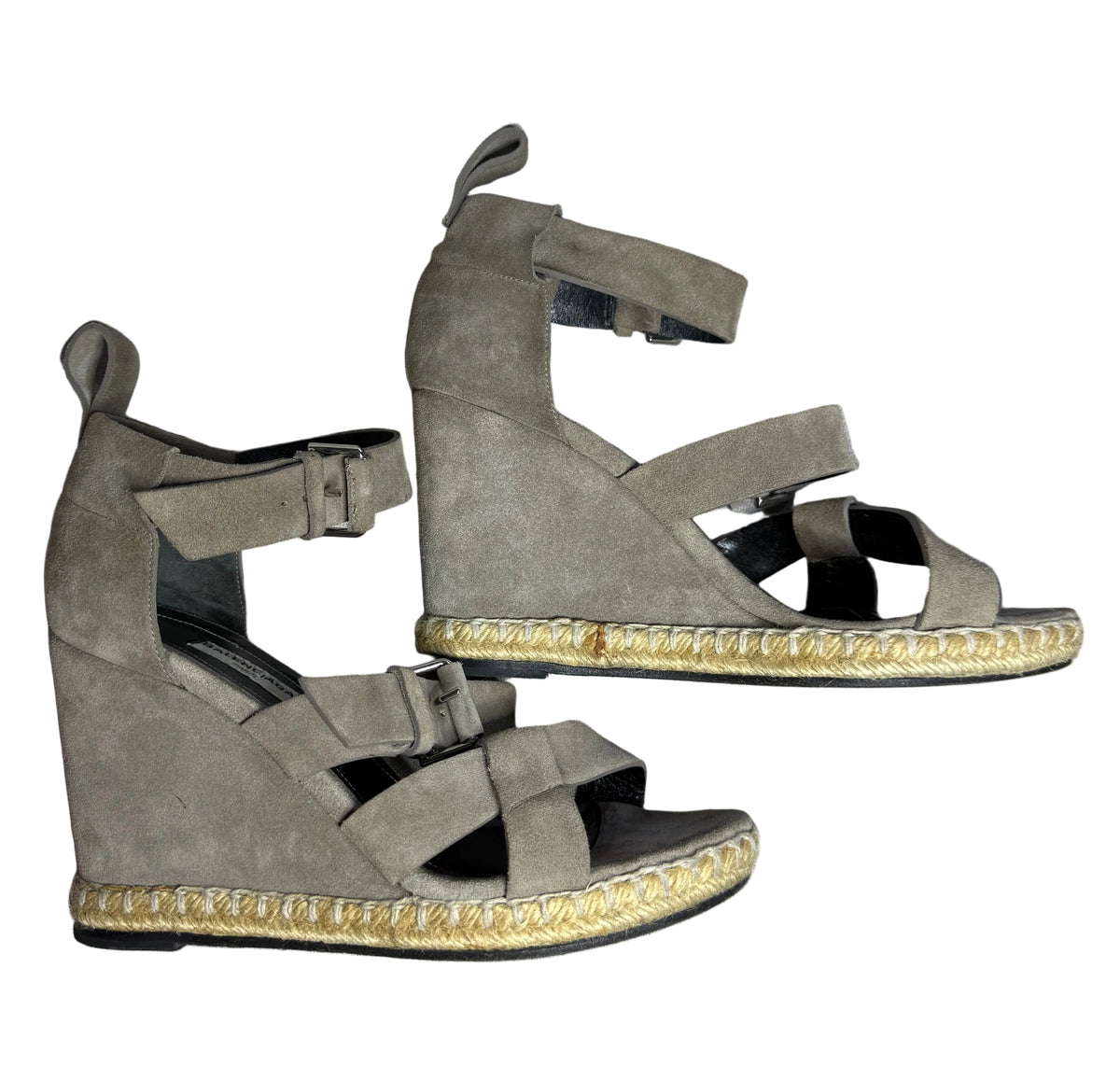 ✨ Balanciaga - Sandales compensées espadrilles - Daim & Cuir - T38/38,5 ✨