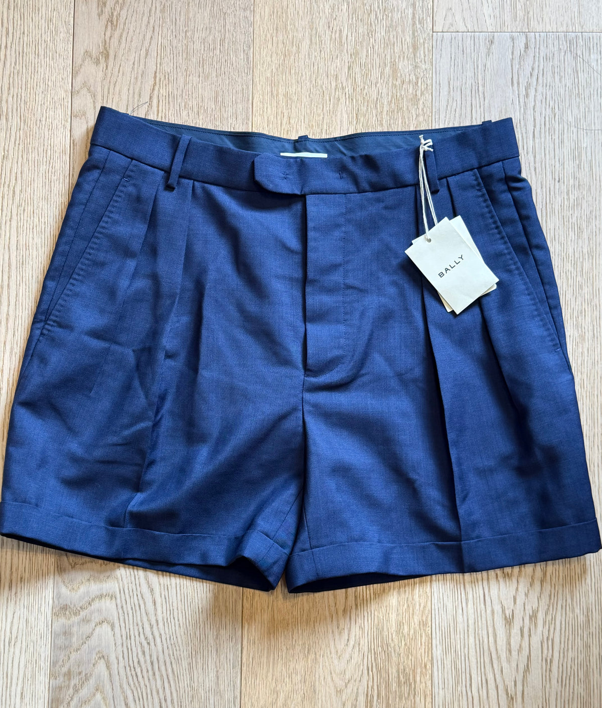 ✨ Neuf 804€ Bally Short en Mohair & Laine Marine — Taille 44 Homme / 42 Femme ✨