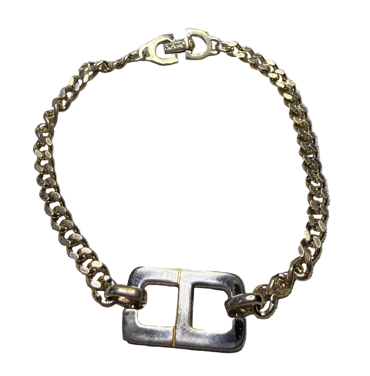 ✨ Bracelet Gourmette Vintage Christian Dior « CD » en Plaqué Or (1980) ✨