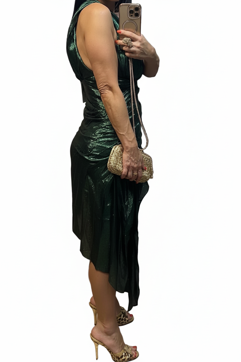 ✨ Neuve 1595€ Robe Asymétrique en Soie IRO Paris "Beach Green"  T36 ok 34 ✨