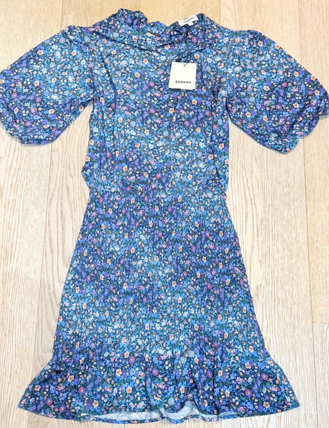 ✨ Neuve 290€ - Sandro - Robe dos nu bleu florale - T 36 S ✨