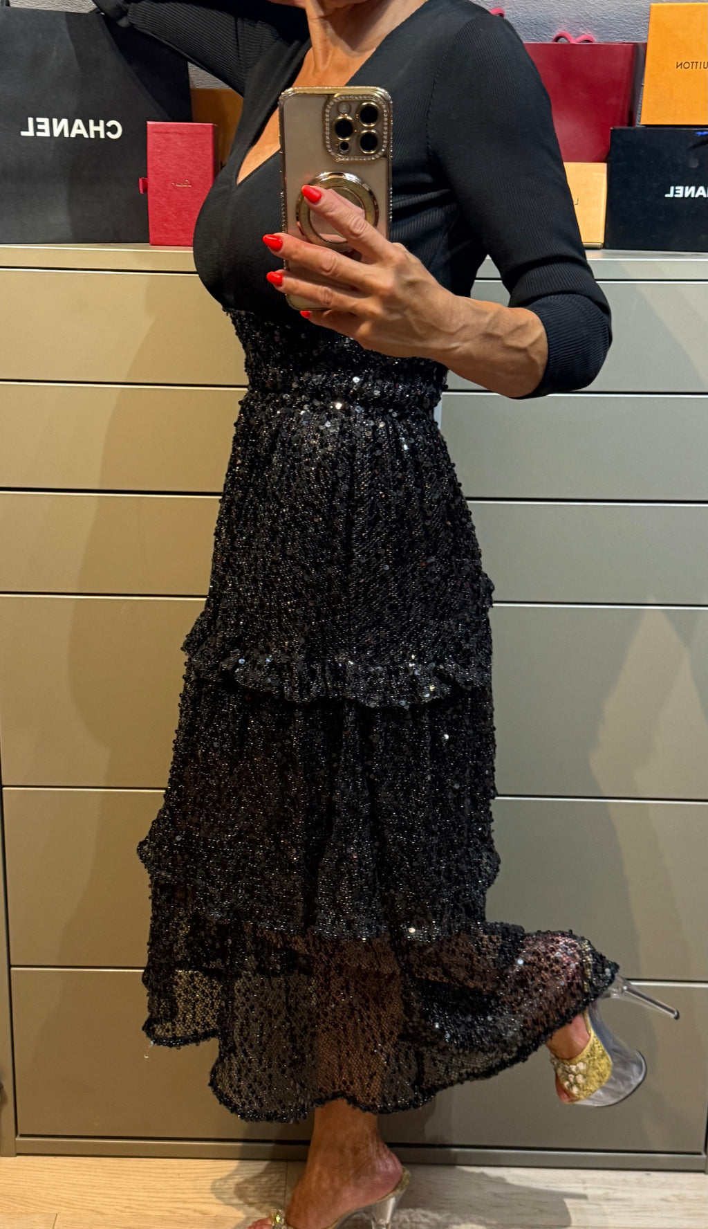 ✨ Neuve Robe de Soirée Sequins Maje XS valeur 540€ ✨