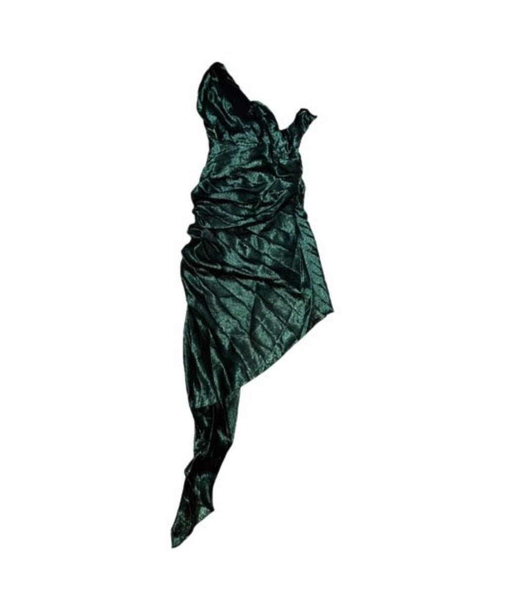 ✨ Neuve 1595€ Robe Asymétrique en Soie IRO Paris "Beach Green"  T36 ok 34 ✨