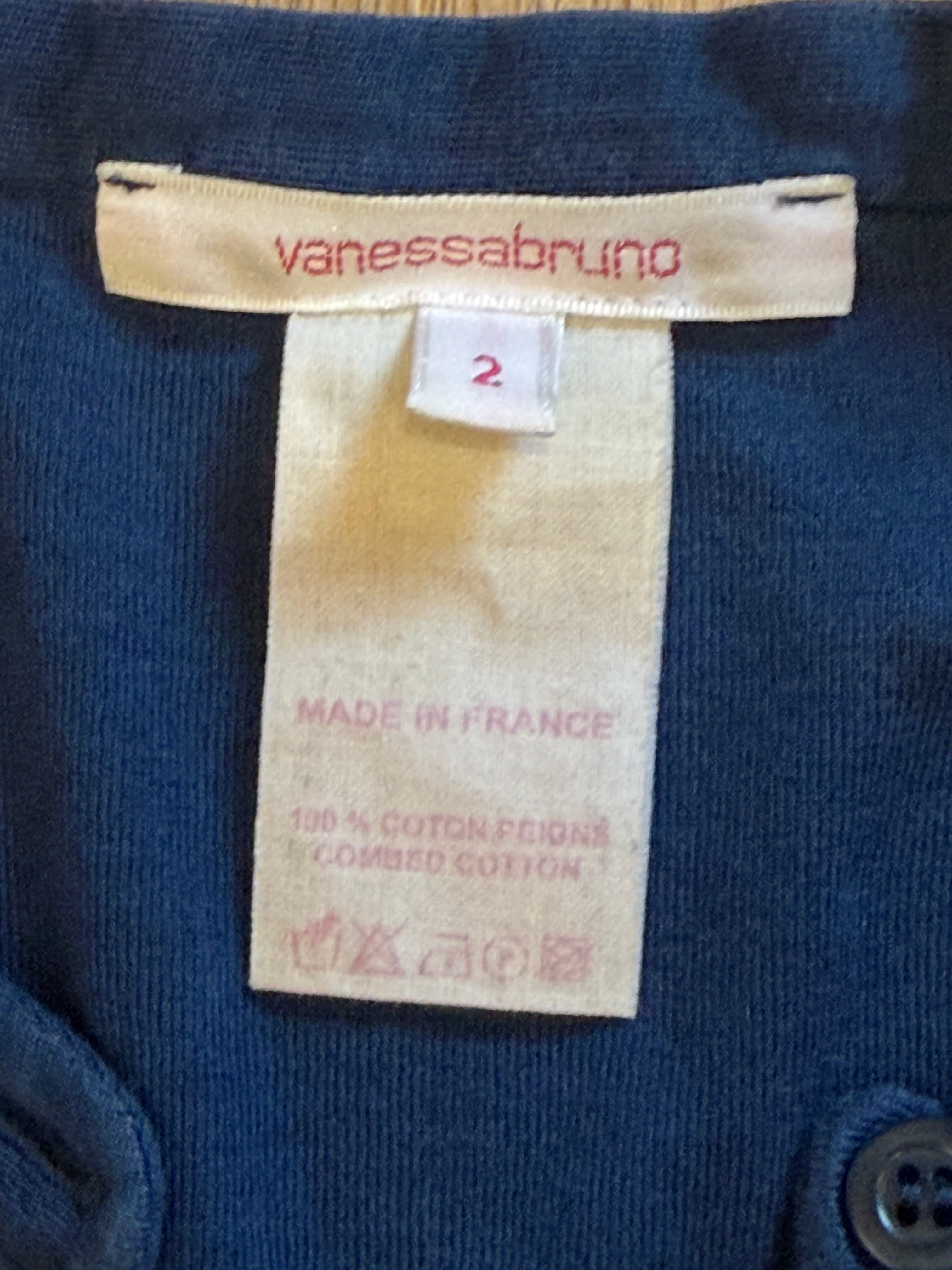 ✨ T-shirt col tunisien Vanessa Bruno – Bleu Marine – Taille 2 (38) ✨