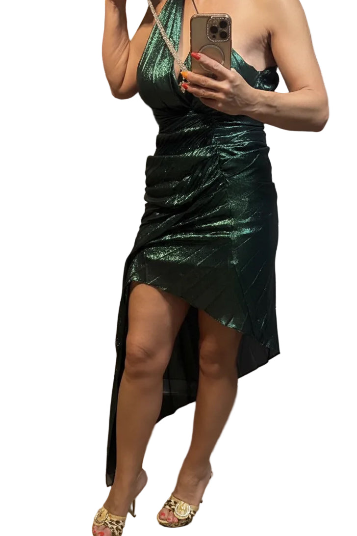 ✨ Neuve 1595€ Robe Asymétrique en Soie IRO Paris "Beach Green"  T36 ok 34 ✨