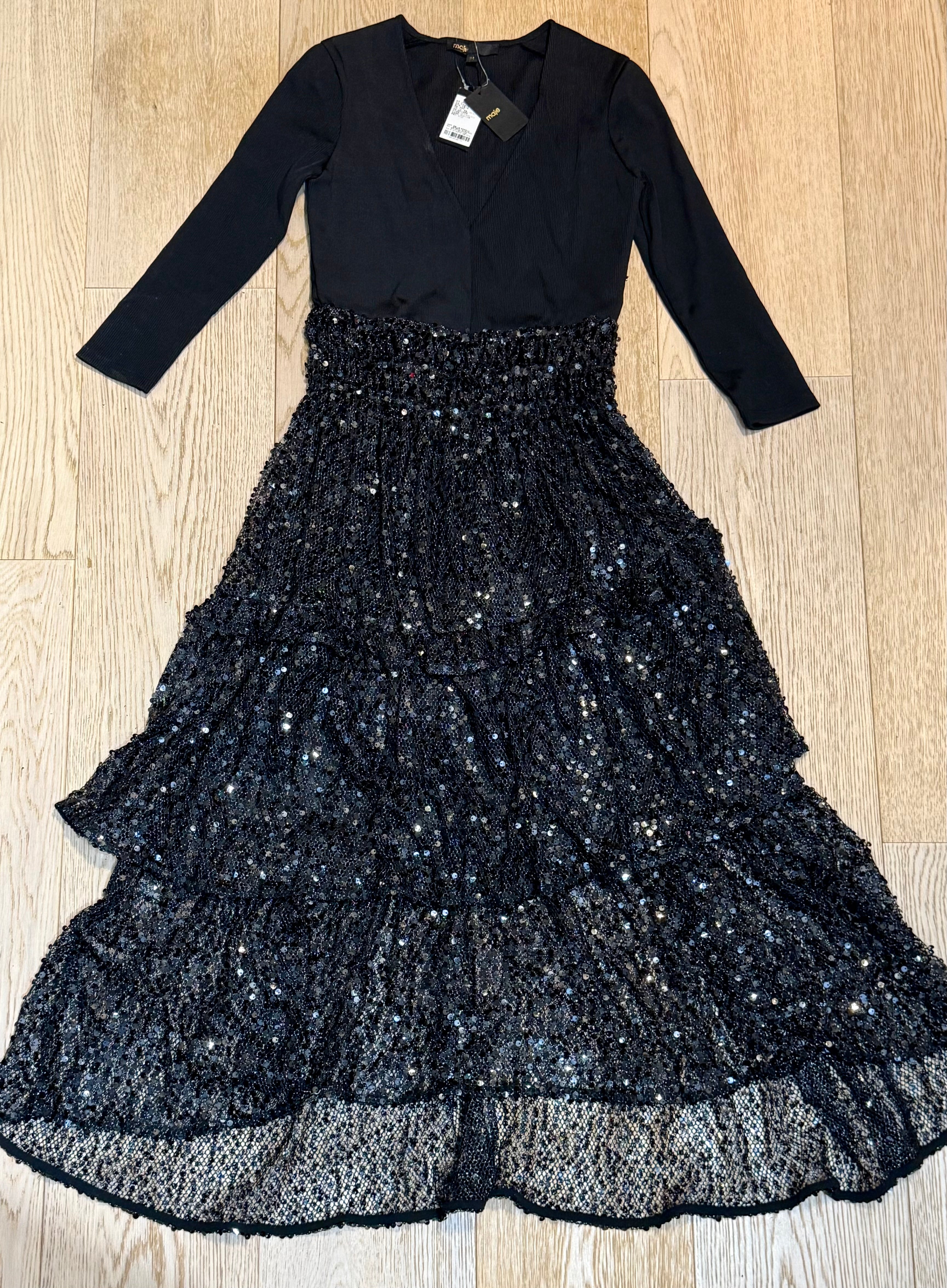 ✨ Neuve Robe de Soirée Sequins Maje XS valeur 540€ ✨