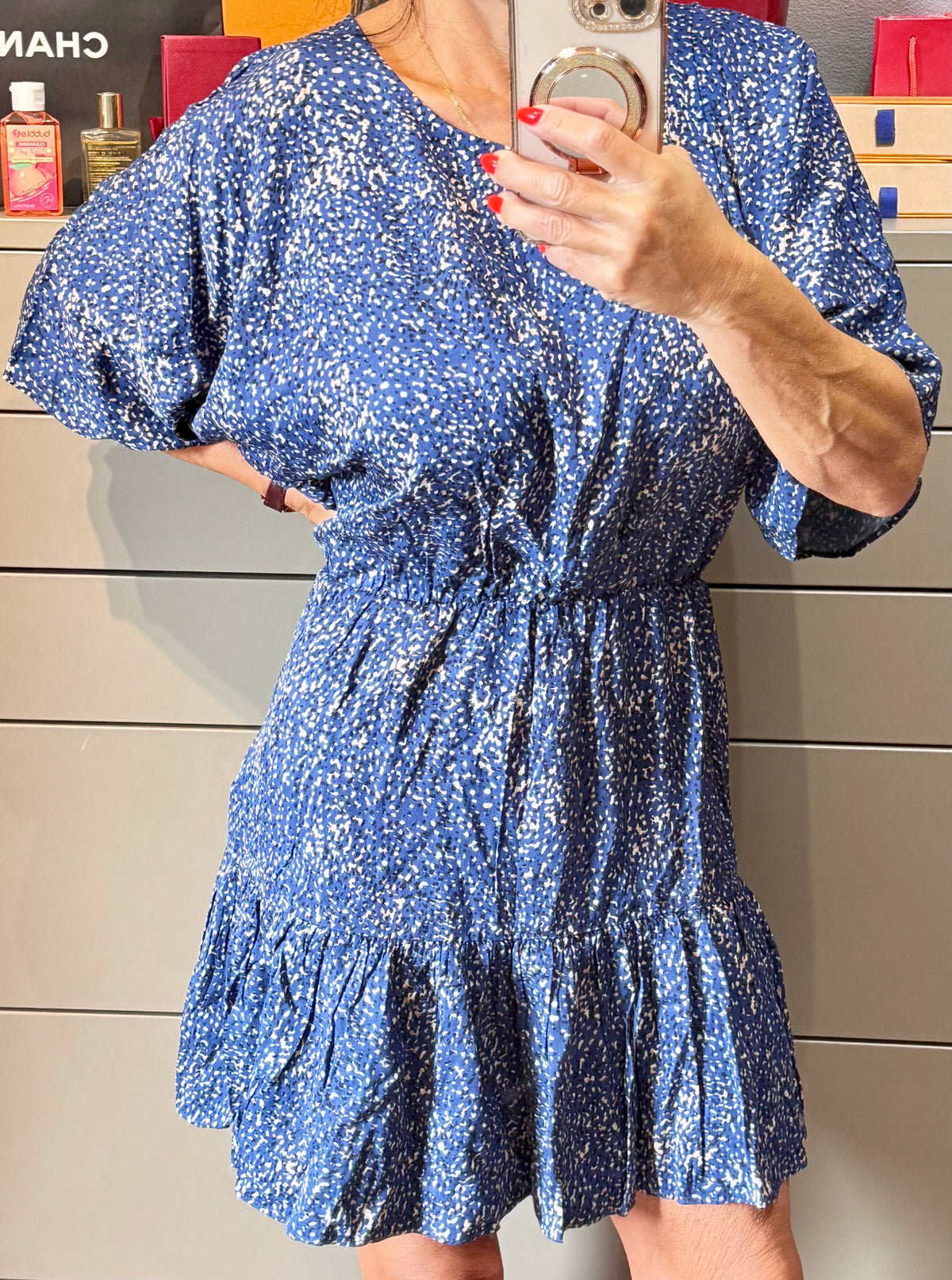 ✨ Neuve 39,99€ Collection IRL Robe fluide bleue imprimée Naja - Taille 44 ✨