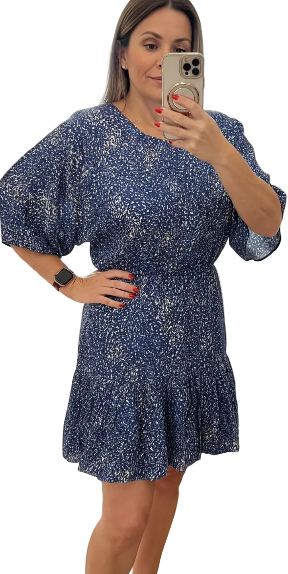 ✨ Neuve 39,99€ Collection IRL Robe fluide bleue imprimée Naja - Taille 44 ✨