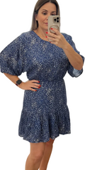 ✨ Neuve 39,99€ Collection IRL Robe fluide bleue imprimée Naja - Taille 44 ✨