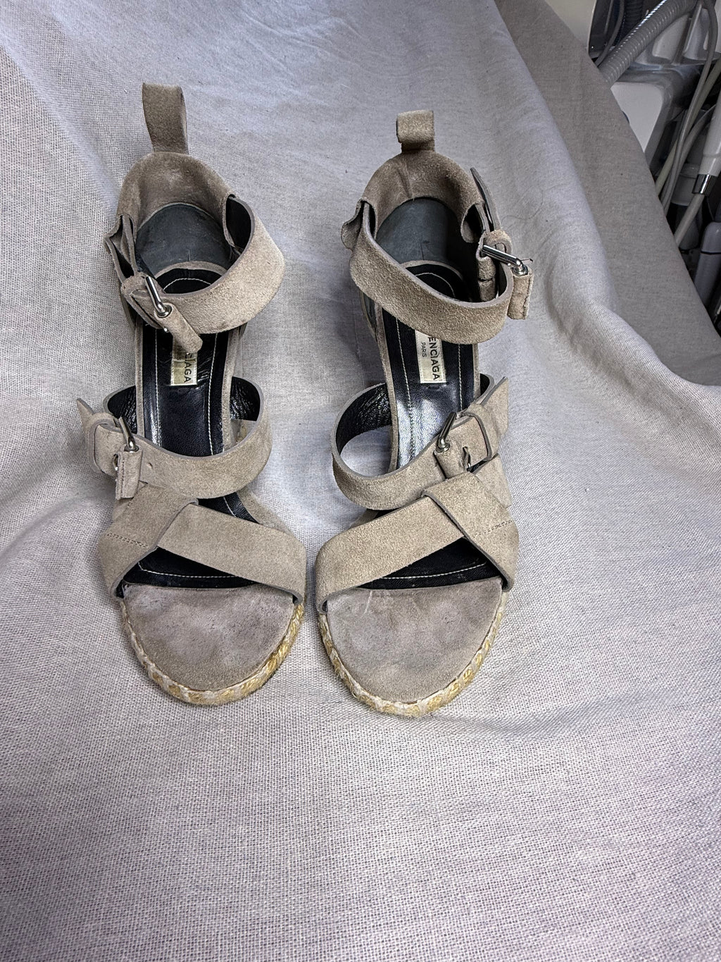 ✨ Balanciaga - Sandales compensées espadrilles - Daim & Cuir - T38/38,5 ✨