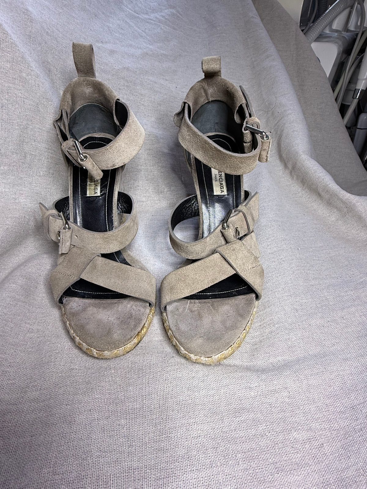 ✨ Balanciaga - Sandales compensées espadrilles - Daim & Cuir - T38/38,5 ✨