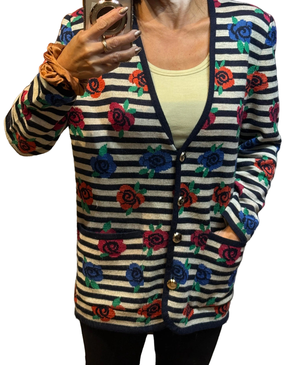✨ Devernois Paris - Veste Cardigan jacquard fleuri - T40/42 L/XL ✨