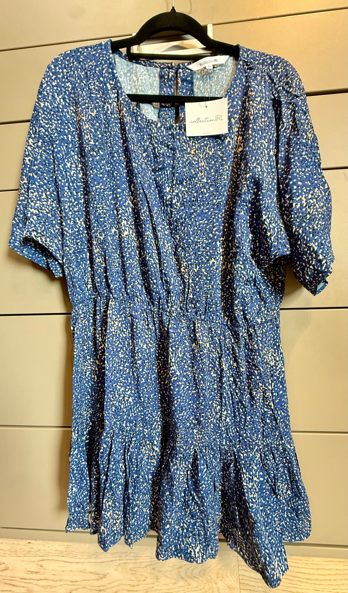 ✨ Neuve 39,99€ Collection IRL Robe fluide bleue imprimée Naja - Taille 44 ✨