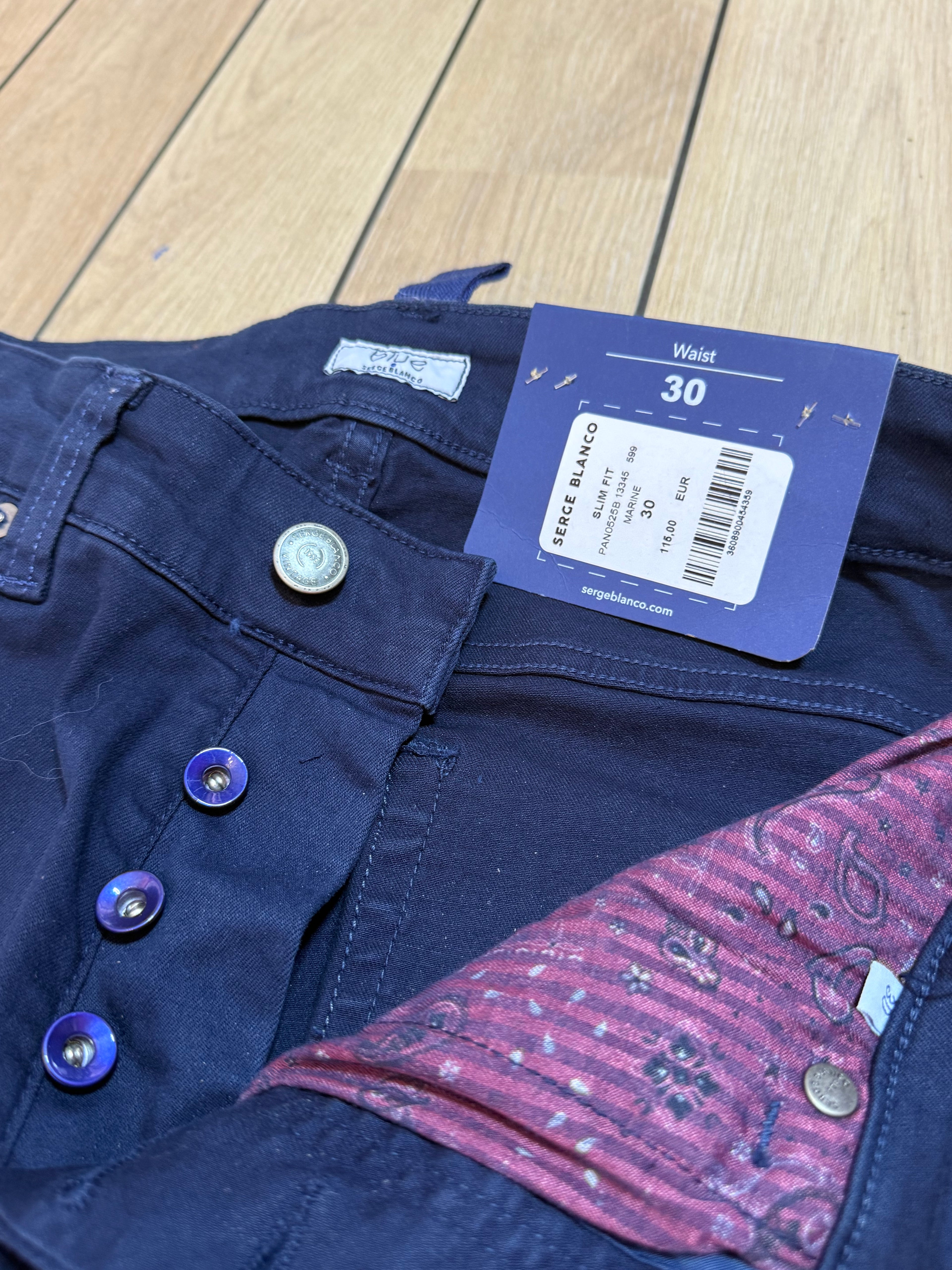 Neuf avec étiquette 115€ pantalon Serge Blanco marine homme US30-FR40