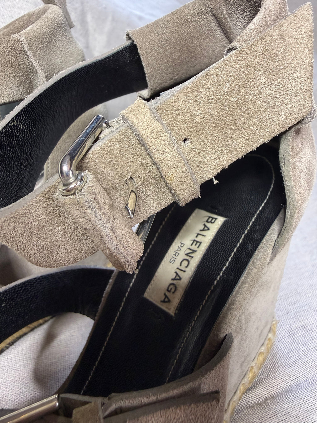 ✨ Balanciaga - Sandales compensées espadrilles - Daim & Cuir - T38/38,5 ✨
