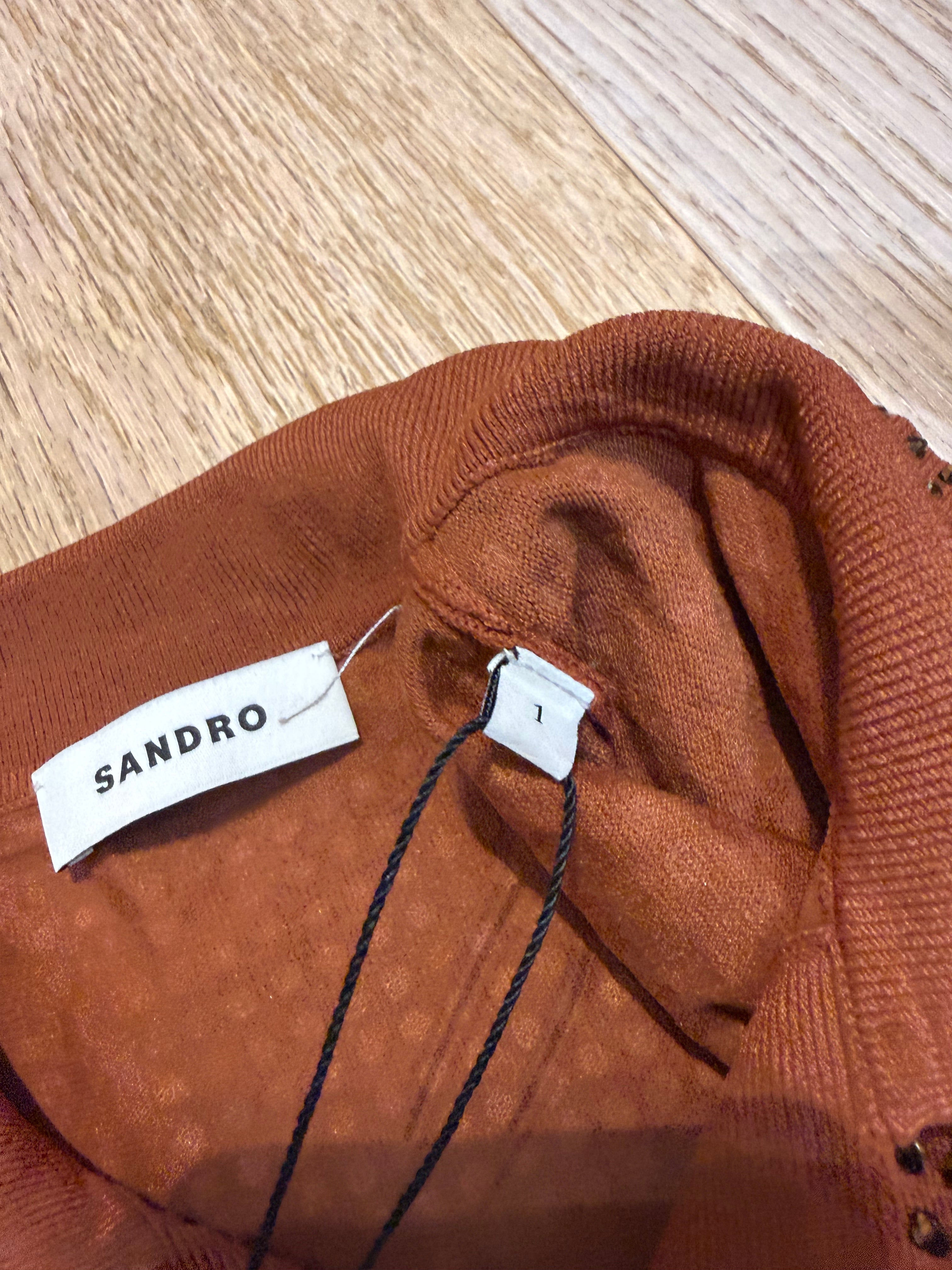 Neuf 249€ Sandro full strass polo crop T. 36