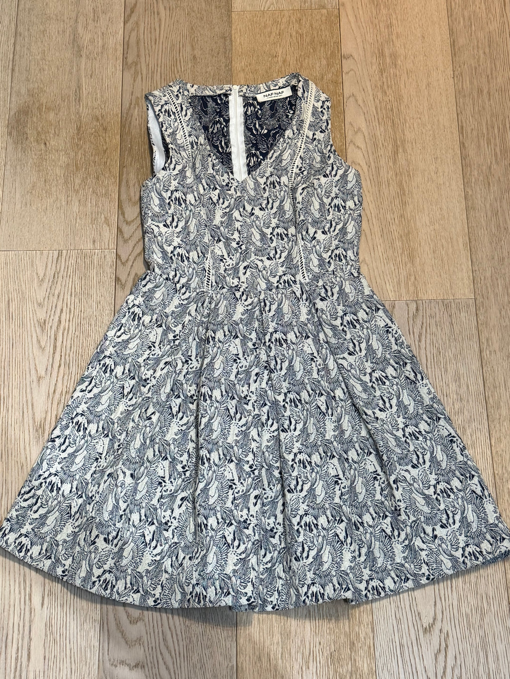 ✨NAF NAF Robe Patineuse en Jacquard Texturé Motif Oiseaux  (Taille 36) ✨