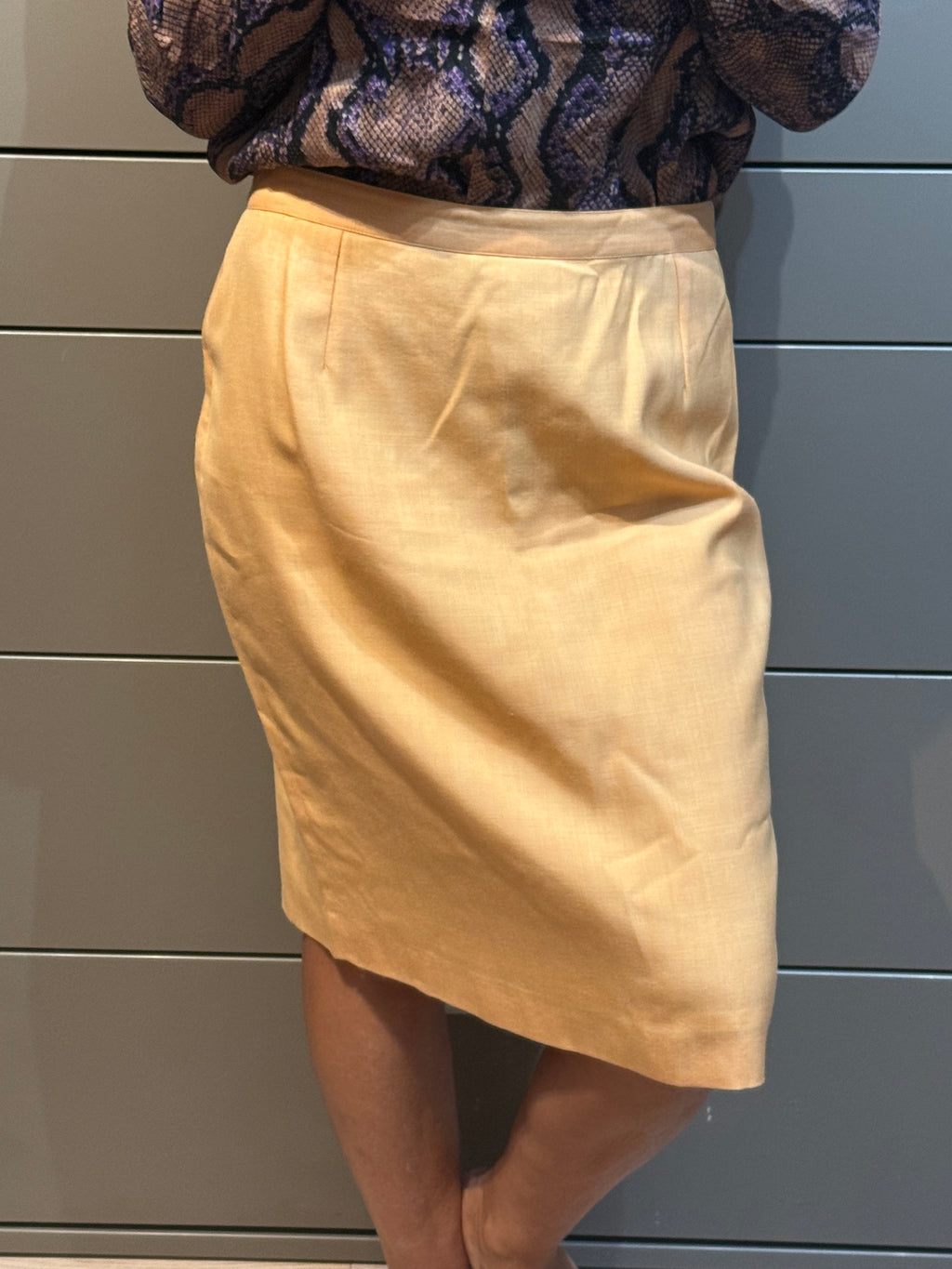 ✨ Jupe Crayon Vintage KENZO JUNGLE – Jaune Pastel (Mélange Laine) T38/40 ✨