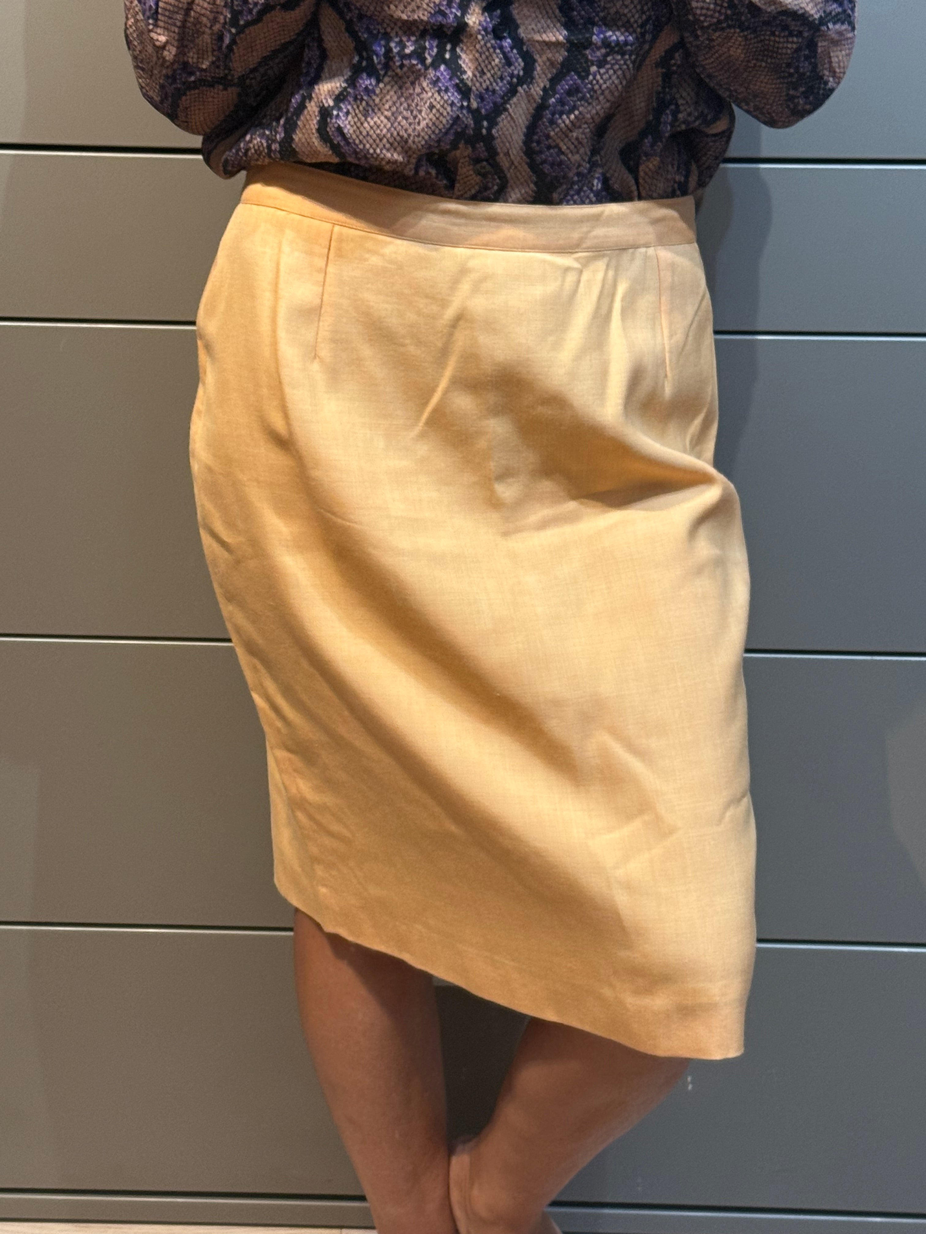 ✨ Jupe Crayon Vintage KENZO JUNGLE – Jaune Pastel (Mélange Laine) T38/40 ✨