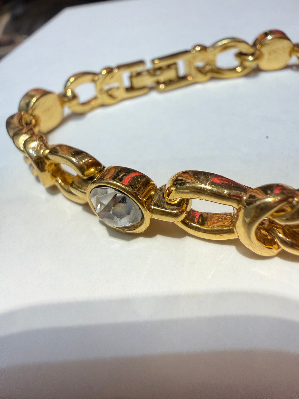 ⚜️ BRACELET VINTAGE NINA RICCI – PLAQUÉ OR & CRISTAUX ⚜️