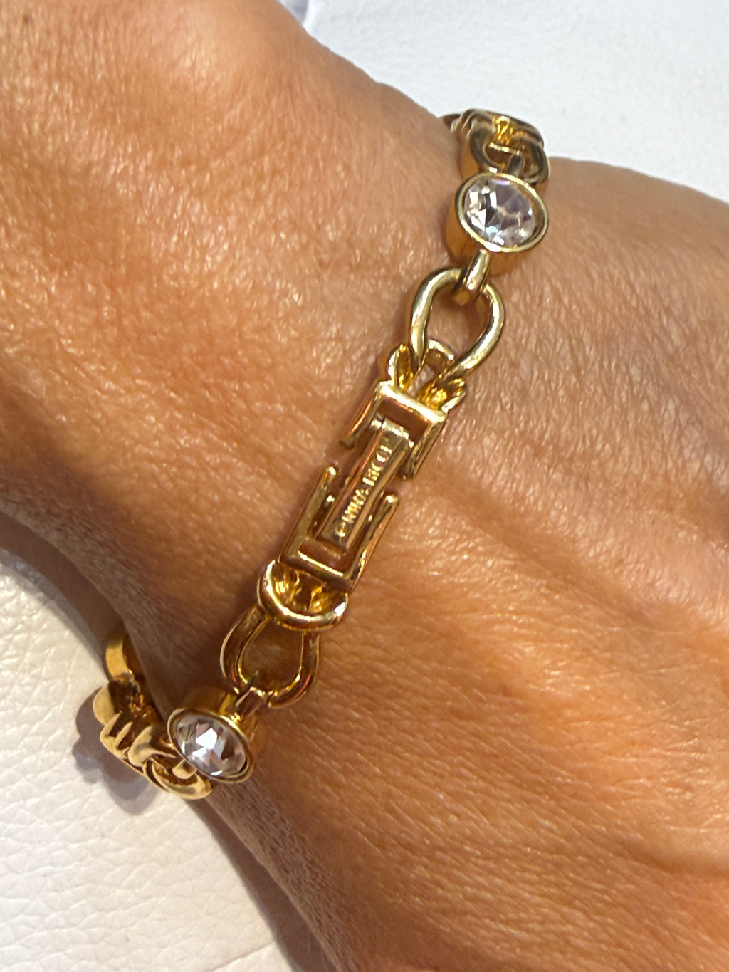 ⚜️ BRACELET VINTAGE NINA RICCI – PLAQUÉ OR & CRISTAUX ⚜️