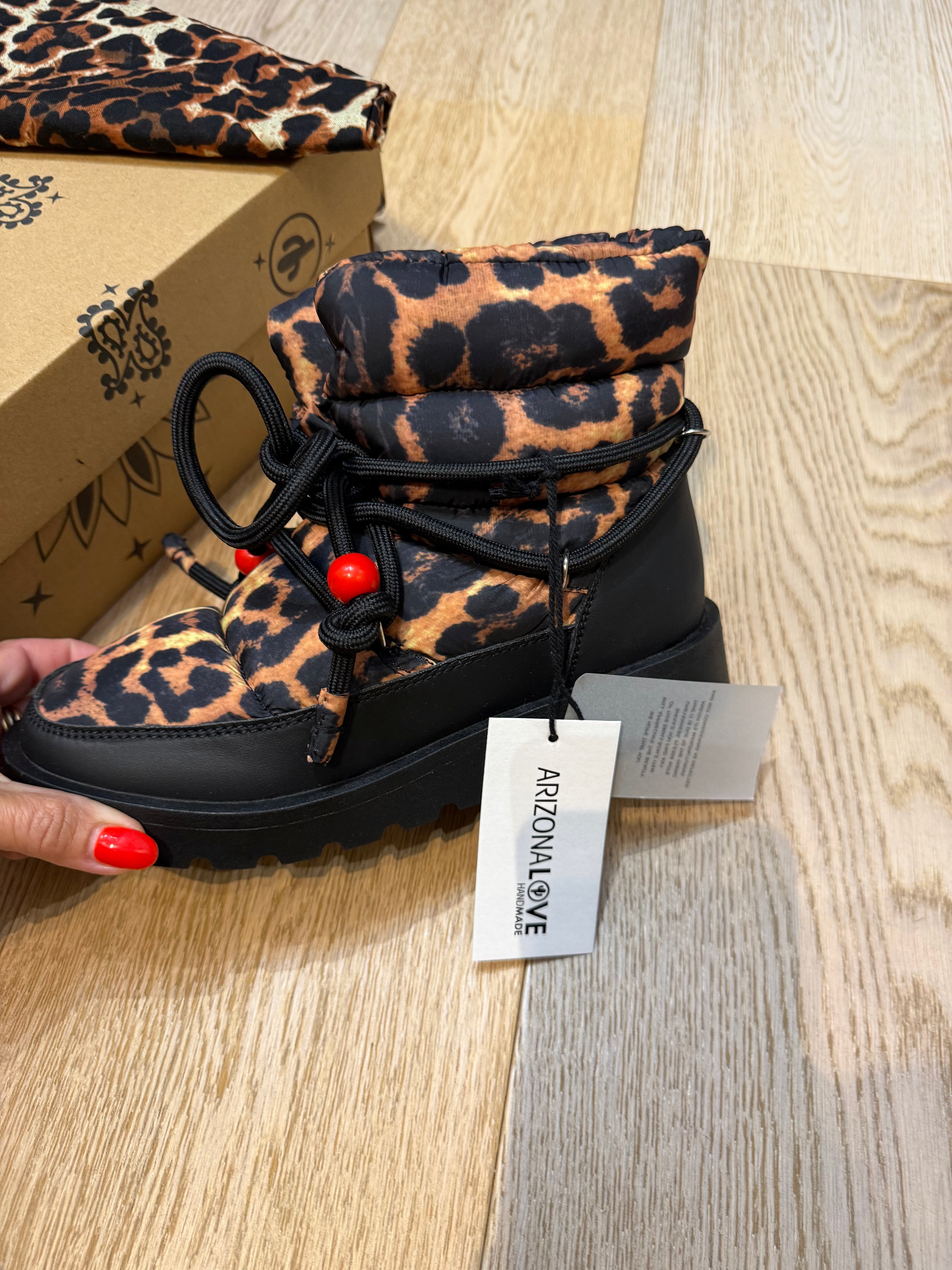 ✨ Neuves 249€ Bottes Arizona Love Snowkaki Léopard – Neuves Full Set – T.37 ✨