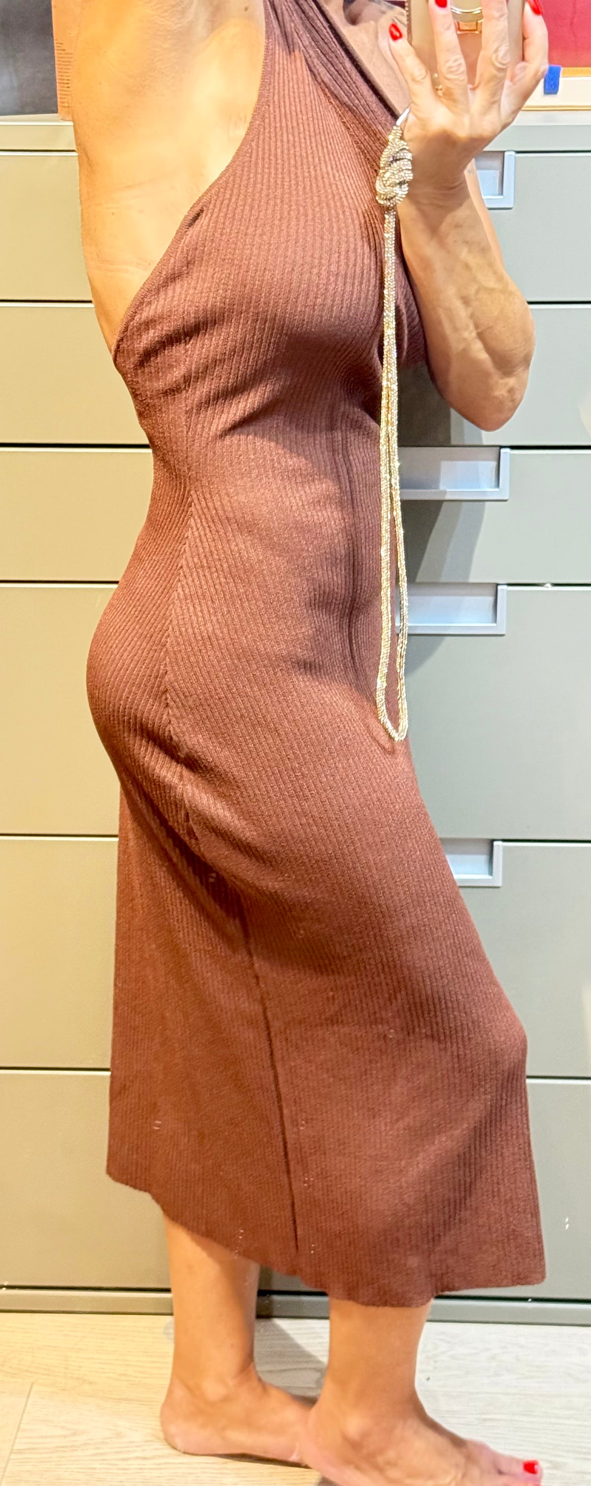 ✨ Neuve 850€! AERON robe asymétrique marron S ok M ✨