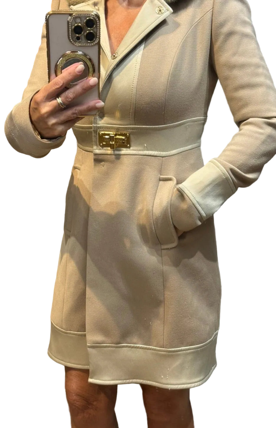 ✨ Elisabetta Franchi - Luxe - Manteau long Gold - T36 ✨