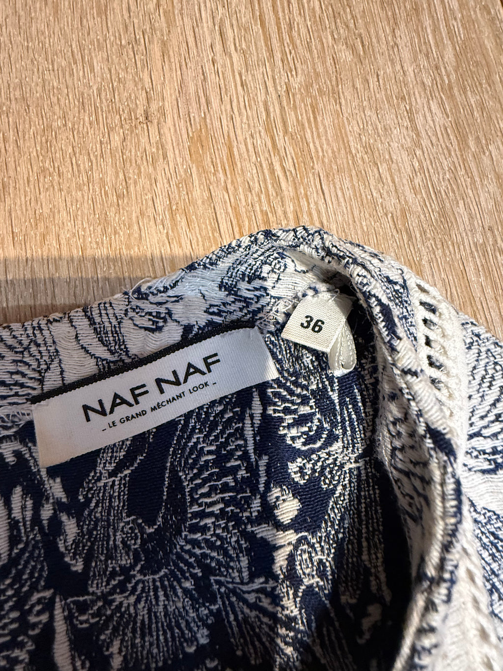 ✨NAF NAF Robe Patineuse en Jacquard Texturé Motif Oiseaux  (Taille 36) ✨