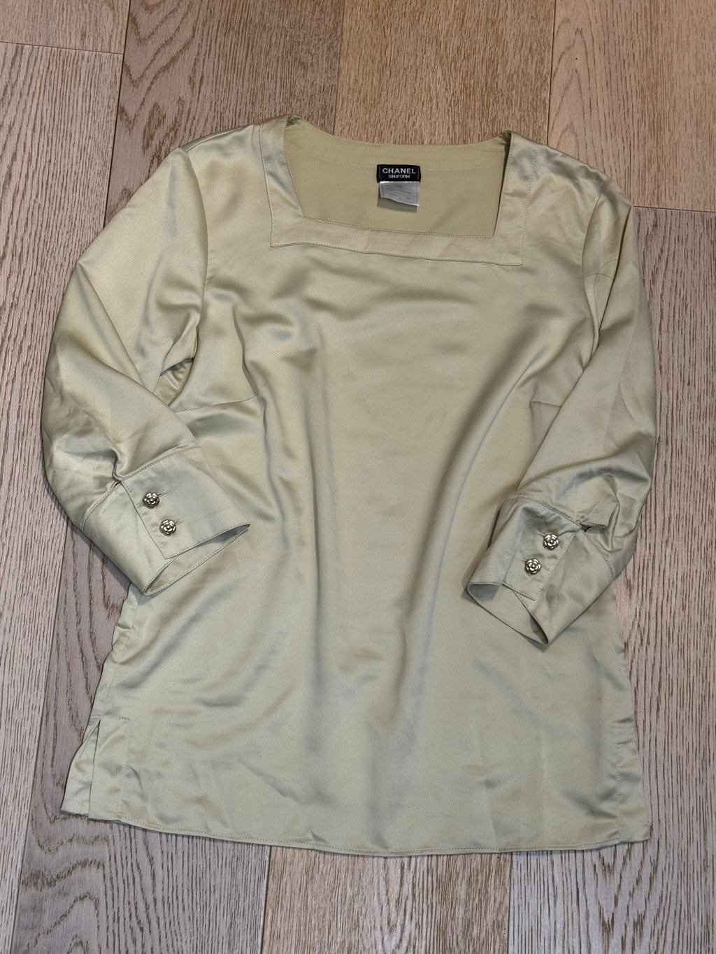 ✨ Blouse Champagne en satin Chanel Uniform 34 ok 36 🍾 ✨
