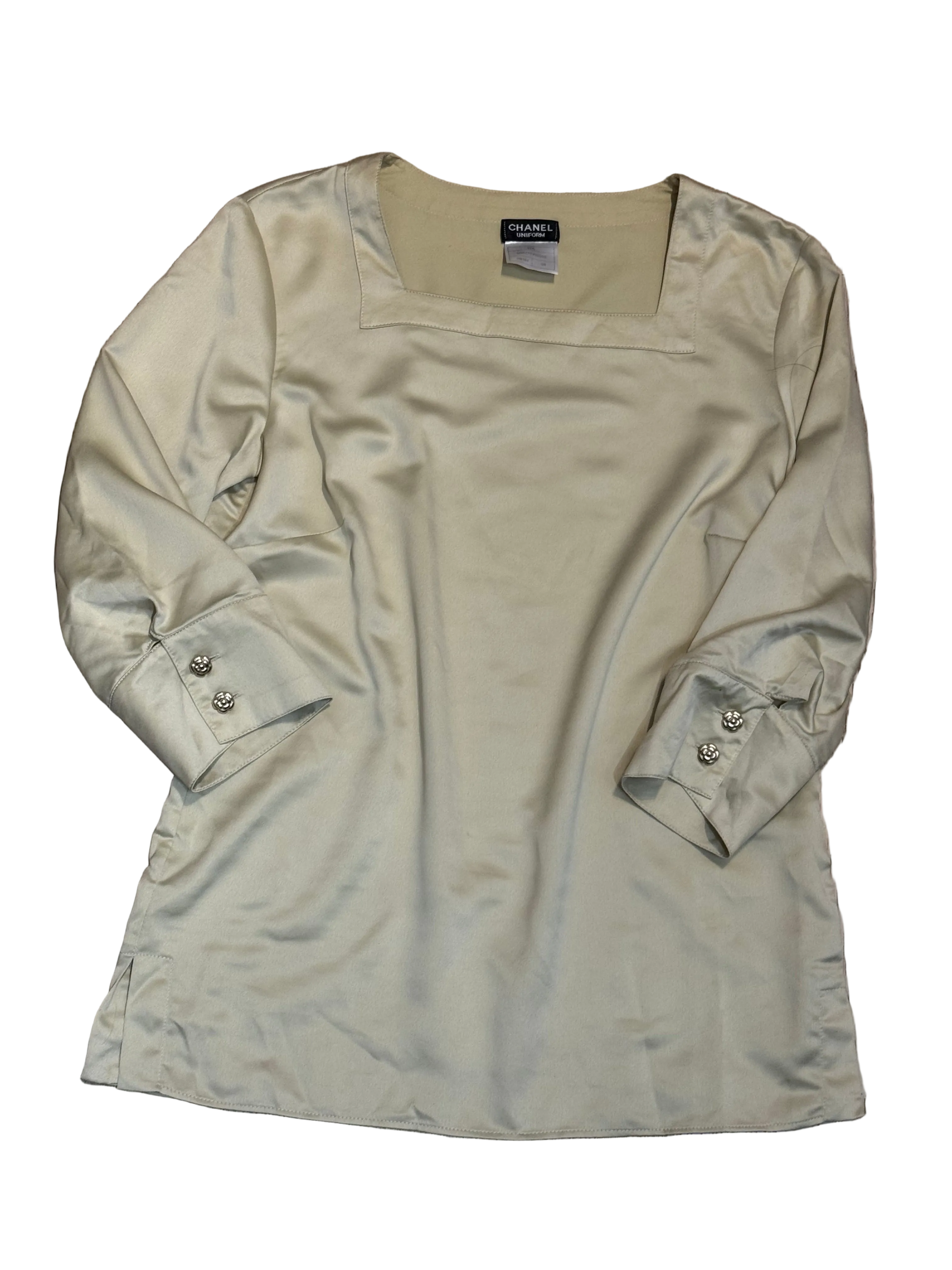 ✨ Blouse Champagne en satin Chanel Uniform 34 ok 36 🍾 ✨