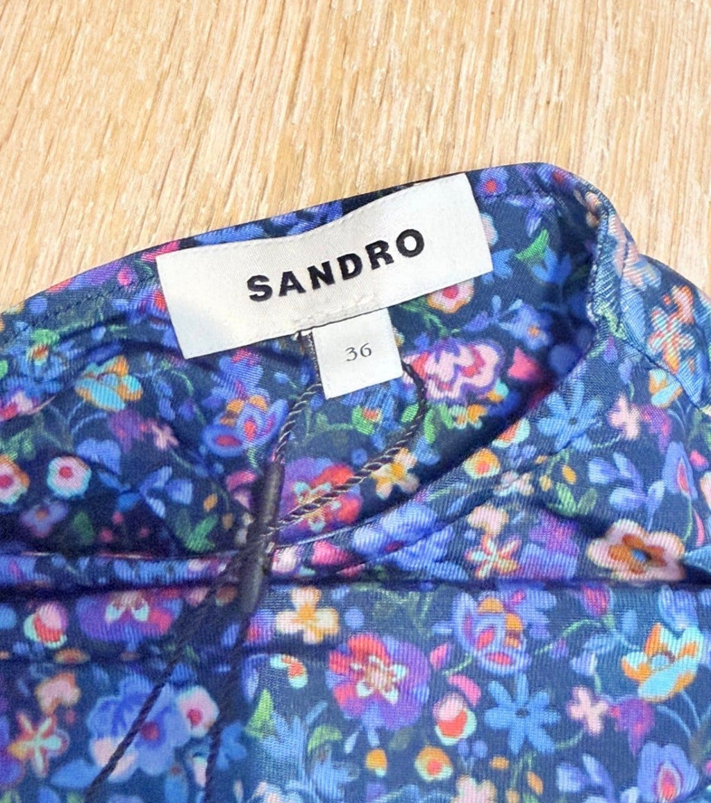 ✨ Neuve 290€ - Sandro - Robe dos nu bleu florale - T 36 S ✨