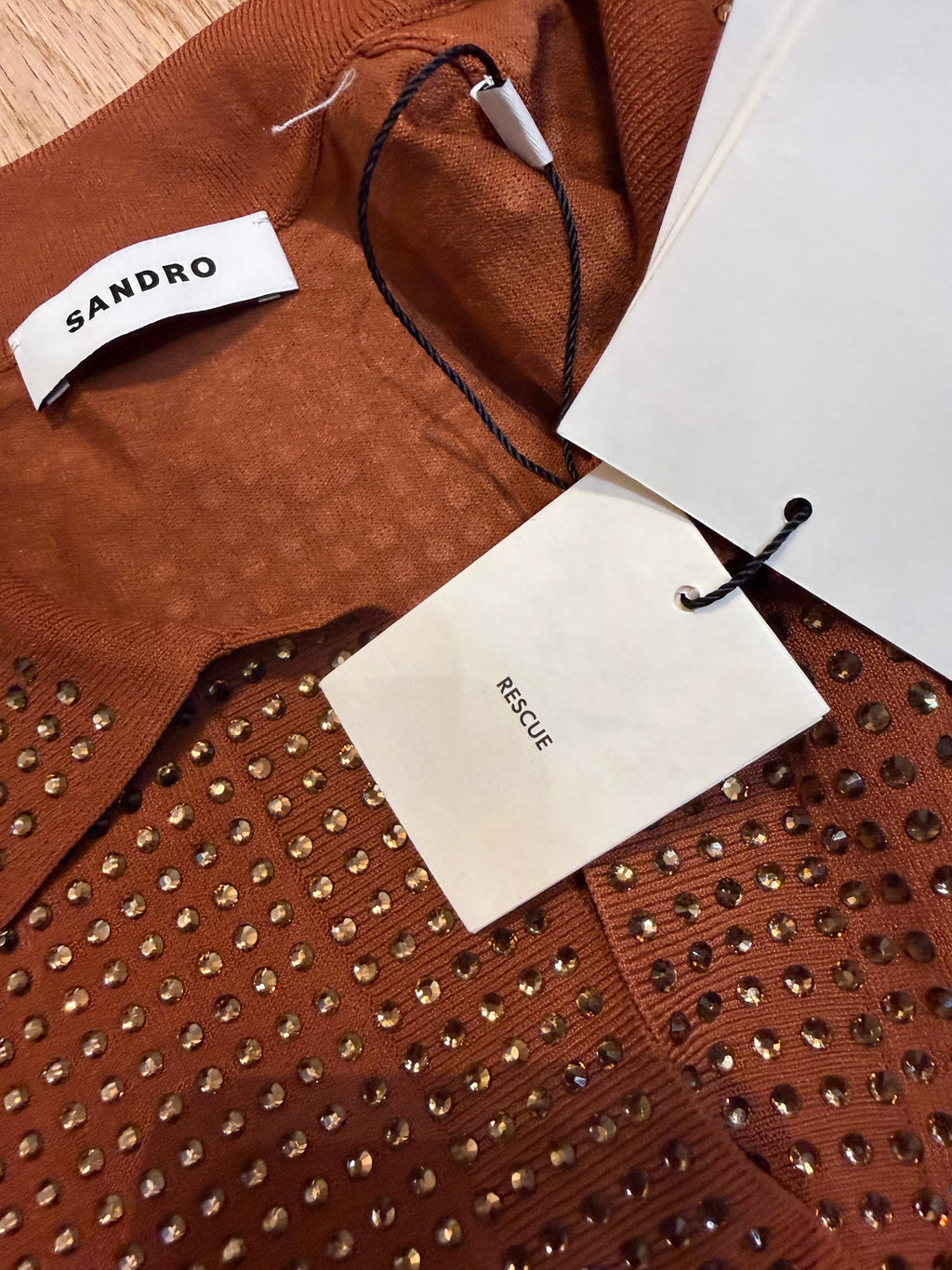 Neuf 249€ Sandro full strass polo crop T. 36
