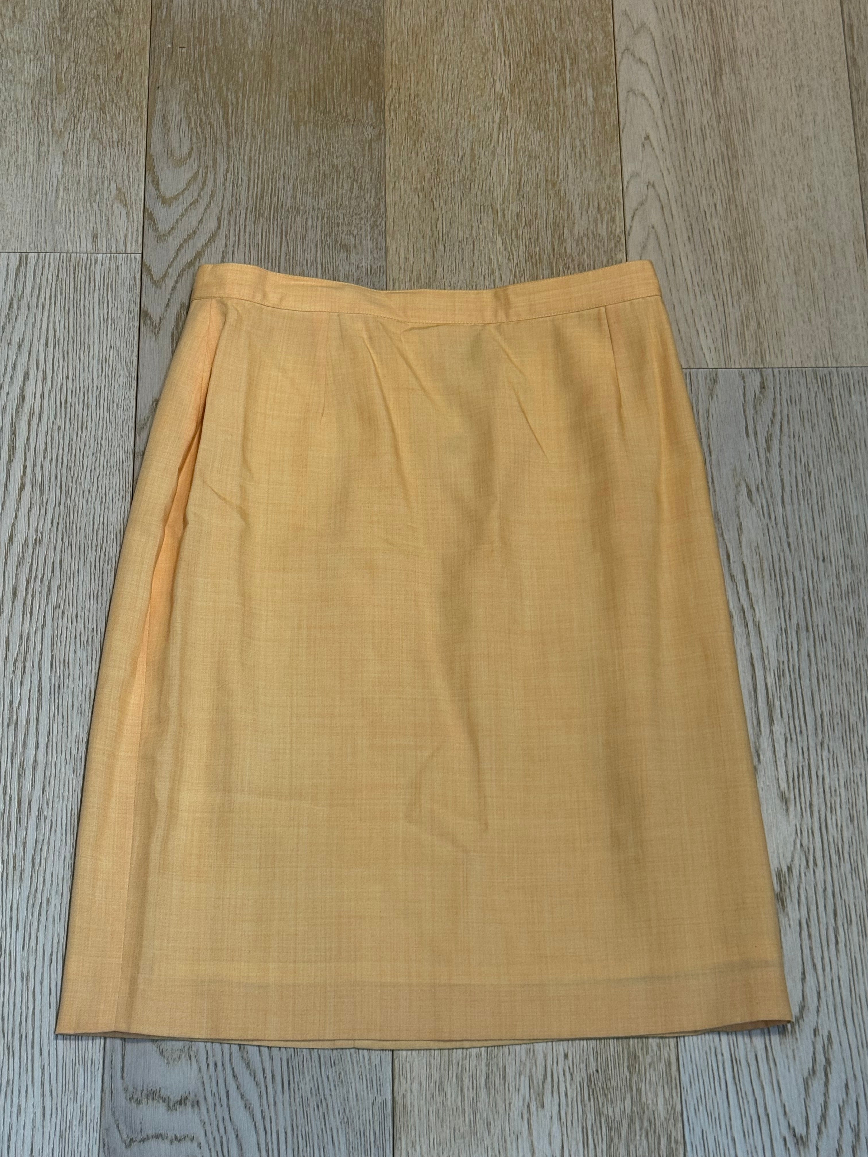 ✨ Jupe Crayon Vintage KENZO JUNGLE – Jaune Pastel (Mélange Laine) T38/40 ✨