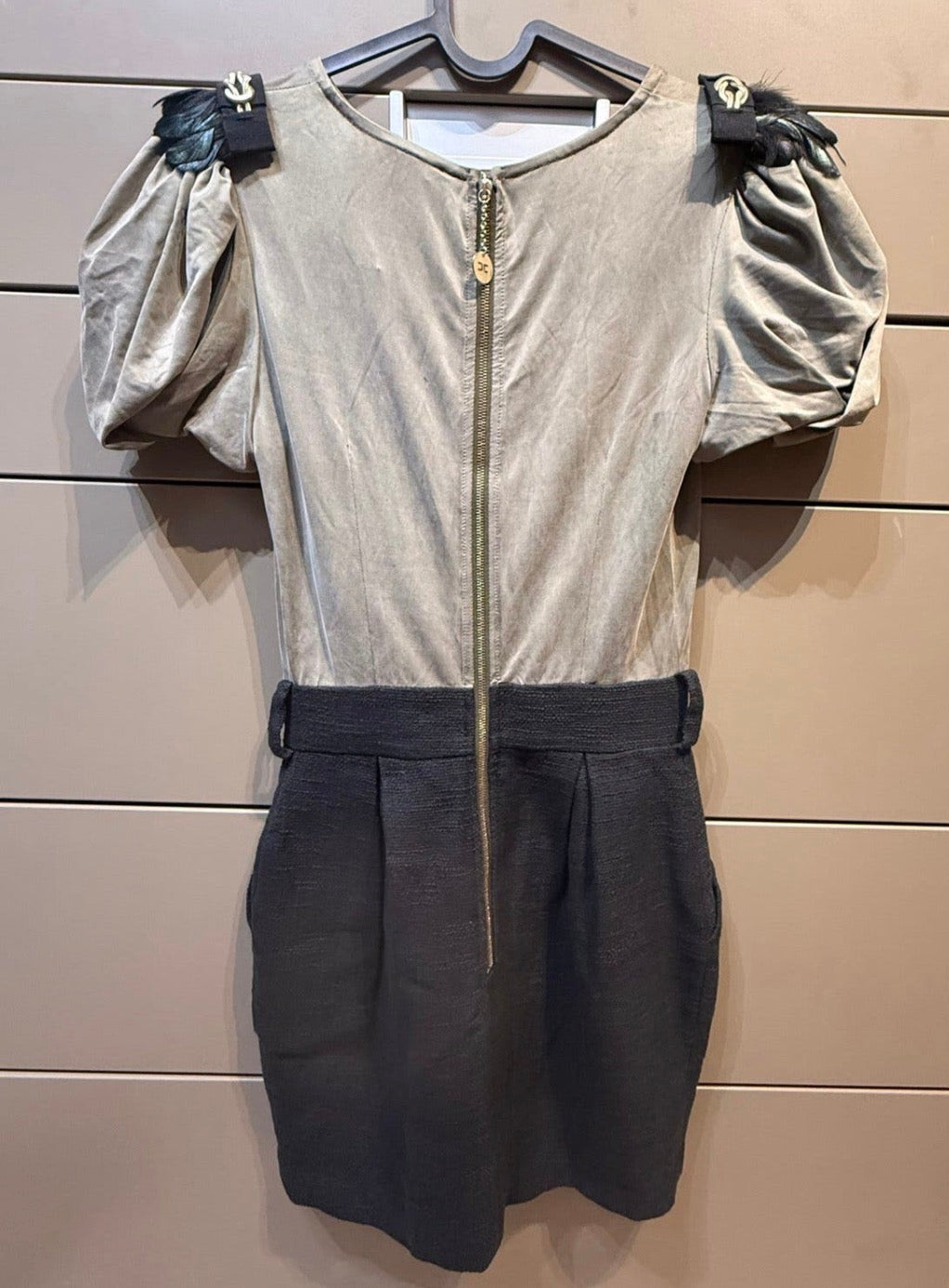 ✨ Elisabetta Franchi - Robe Bimatiere plumes et tweed T32/34 XXS/ XS ✨