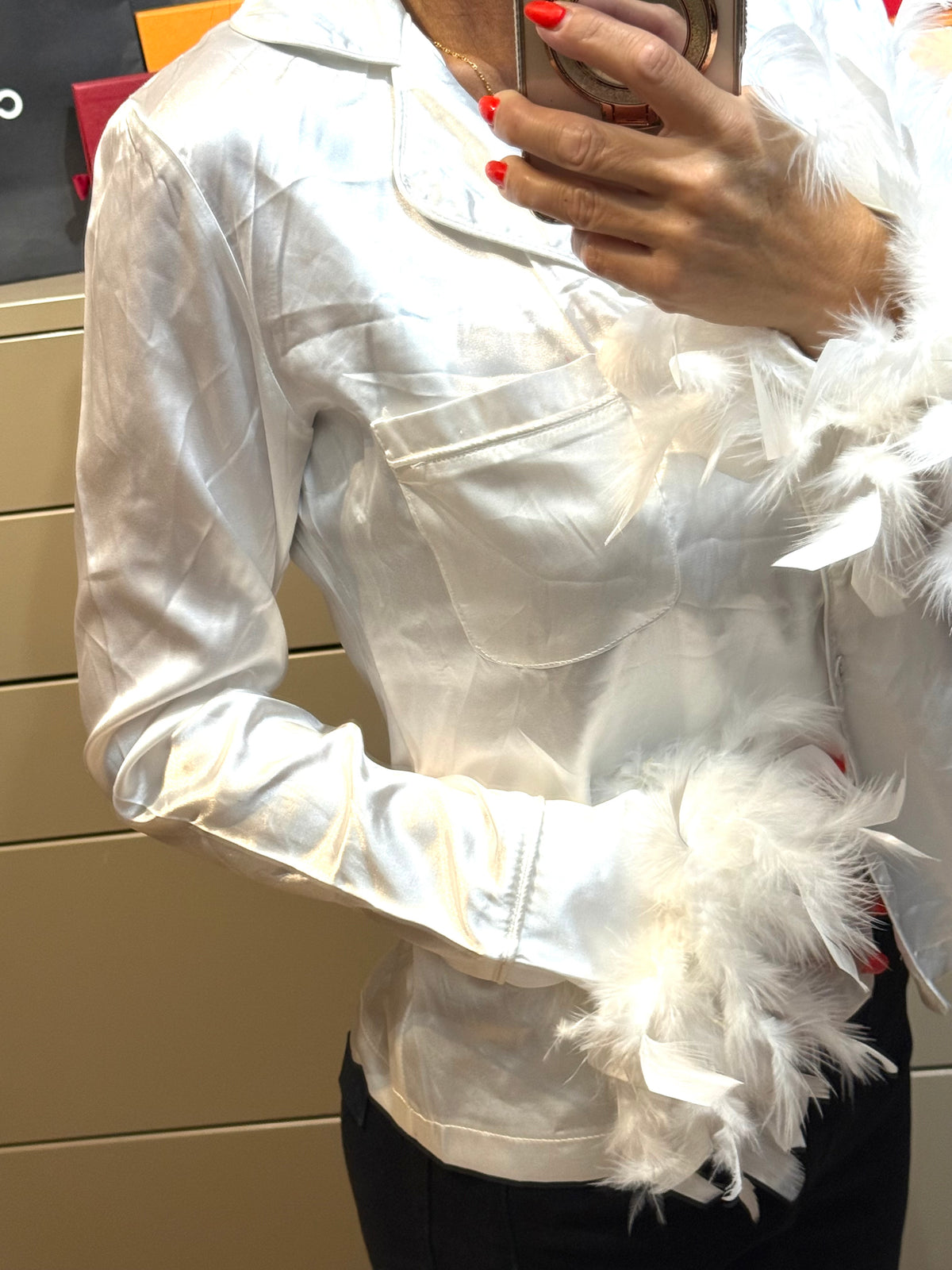 ✨ Neuf Boohoo haut de pyjama plumes et satin 38/40 ✨