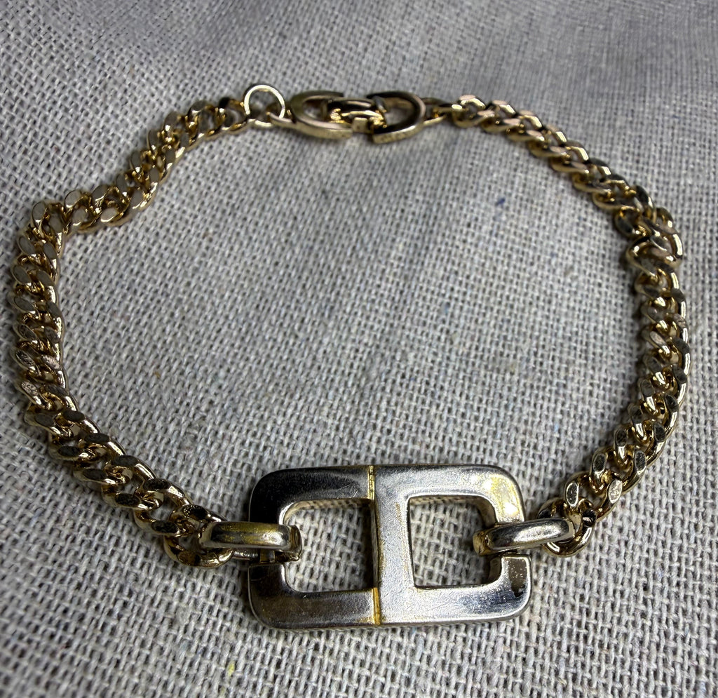 ✨ Bracelet Gourmette Vintage Christian Dior « CD » en Plaqué Or (1980) ✨