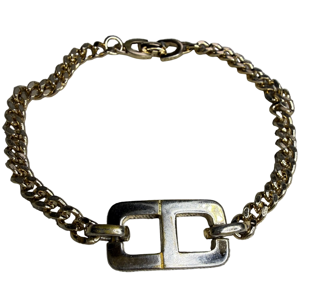 ✨ Bracelet Gourmette Vintage Christian Dior « CD » en Plaqué Or (1980) ✨