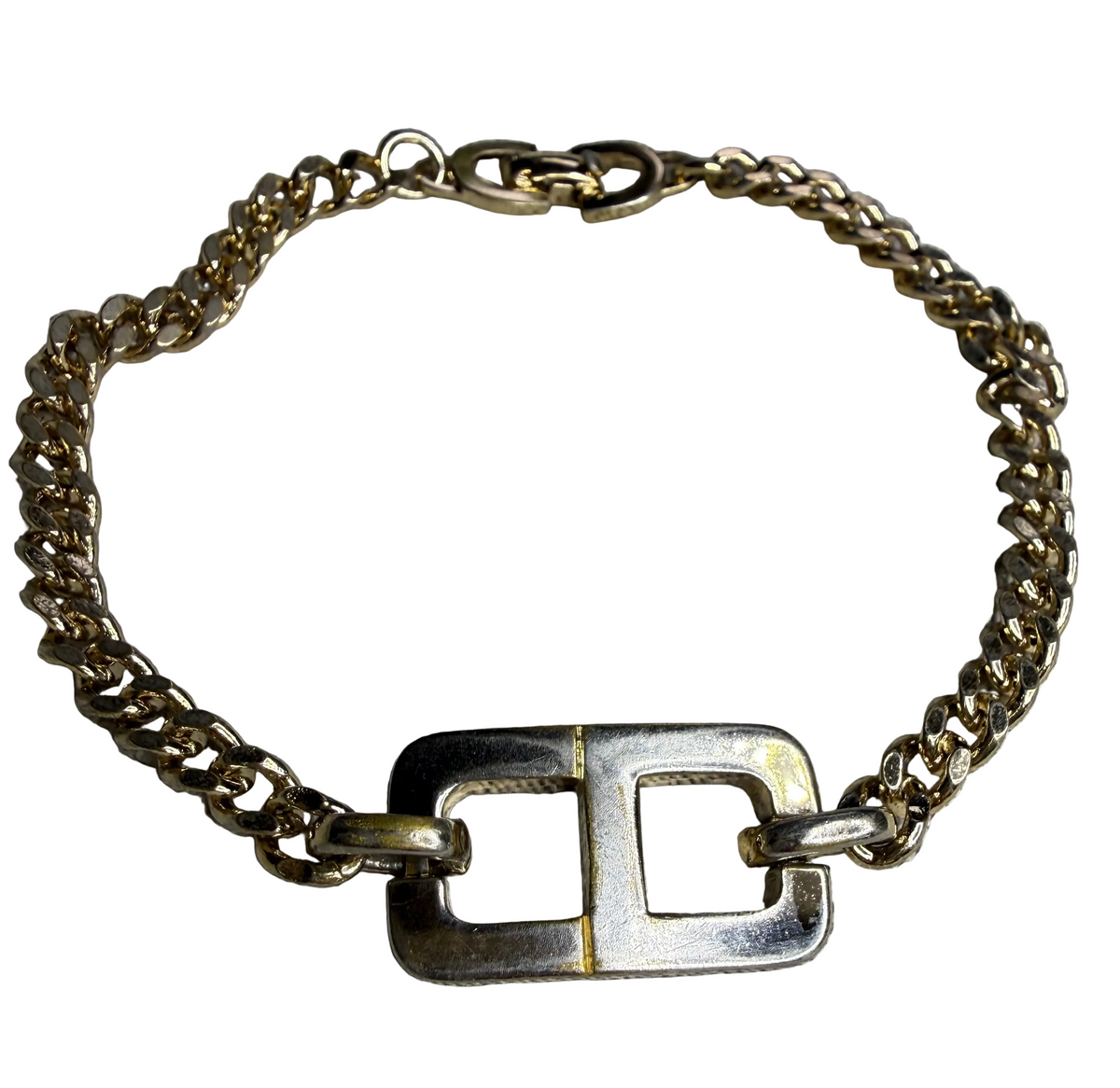 ✨ Bracelet Gourmette Vintage Christian Dior « CD » en Plaqué Or (1980) ✨
