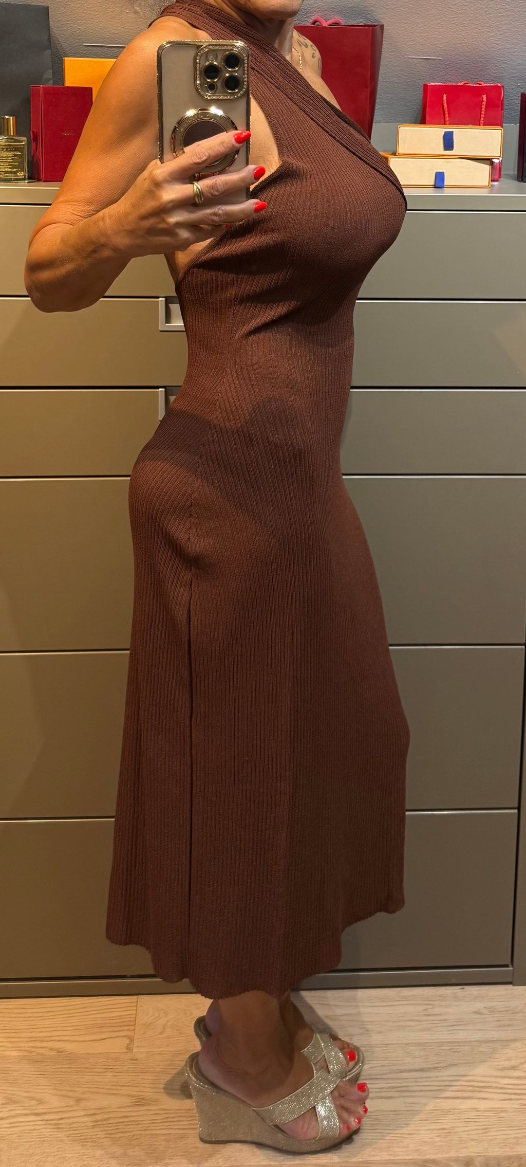 ✨ Neuve 850€! AERON robe asymétrique marron S ok M ✨