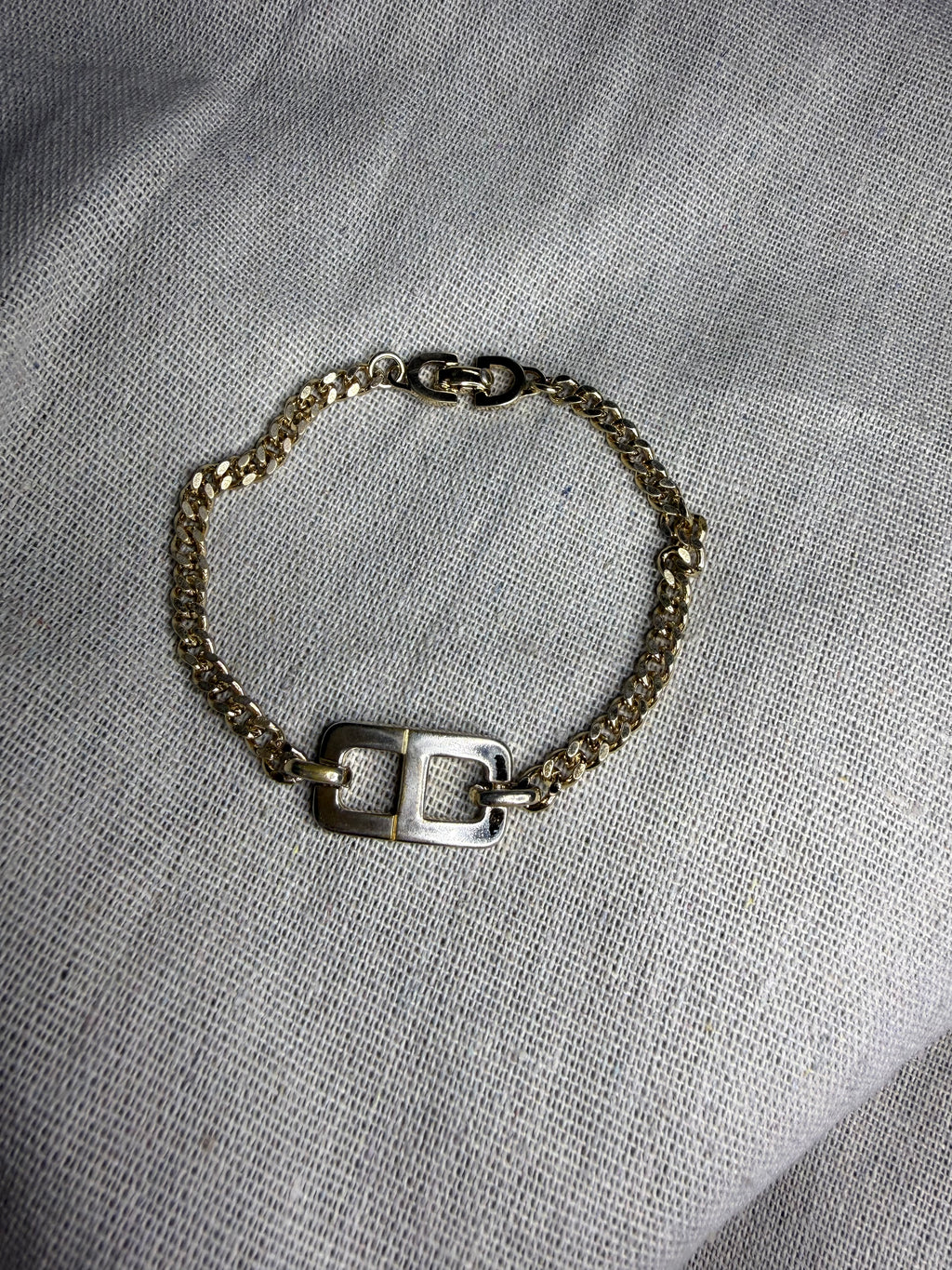 ✨ Bracelet Gourmette Vintage Christian Dior « CD » en Plaqué Or (1980) ✨