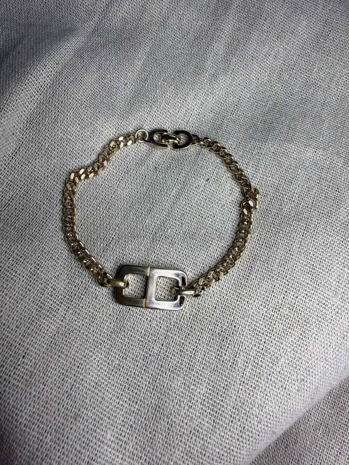 ✨ Bracelet Gourmette Vintage Christian Dior « CD » en Plaqué Or (1980) ✨