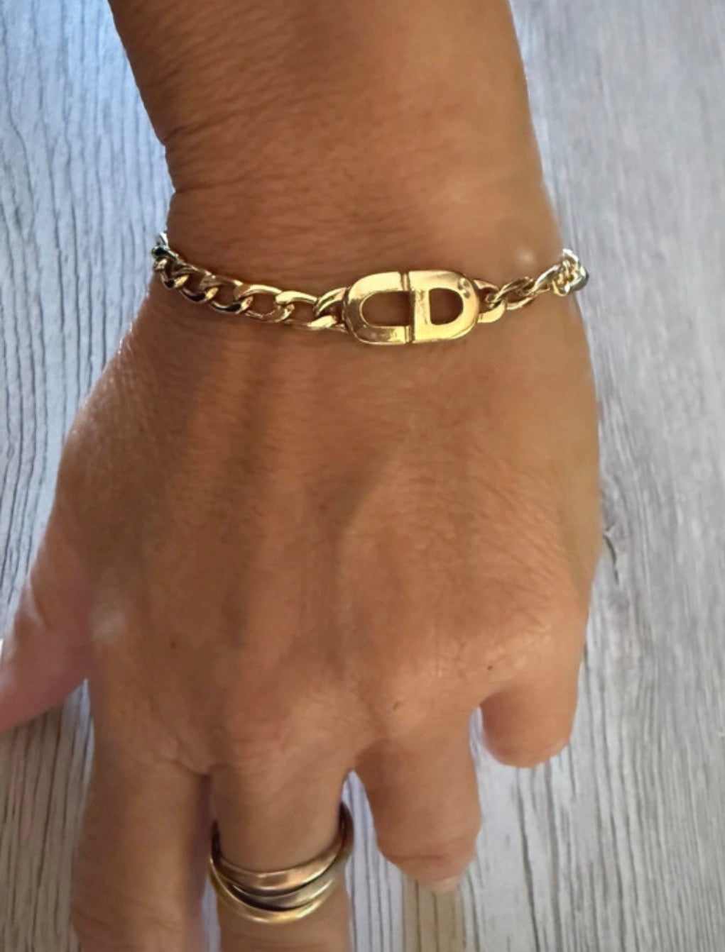 ✨ Christian Dior Vintage – Bracelet Gourmette Monogramme CD plaqué or Full set certificat inclus ✨