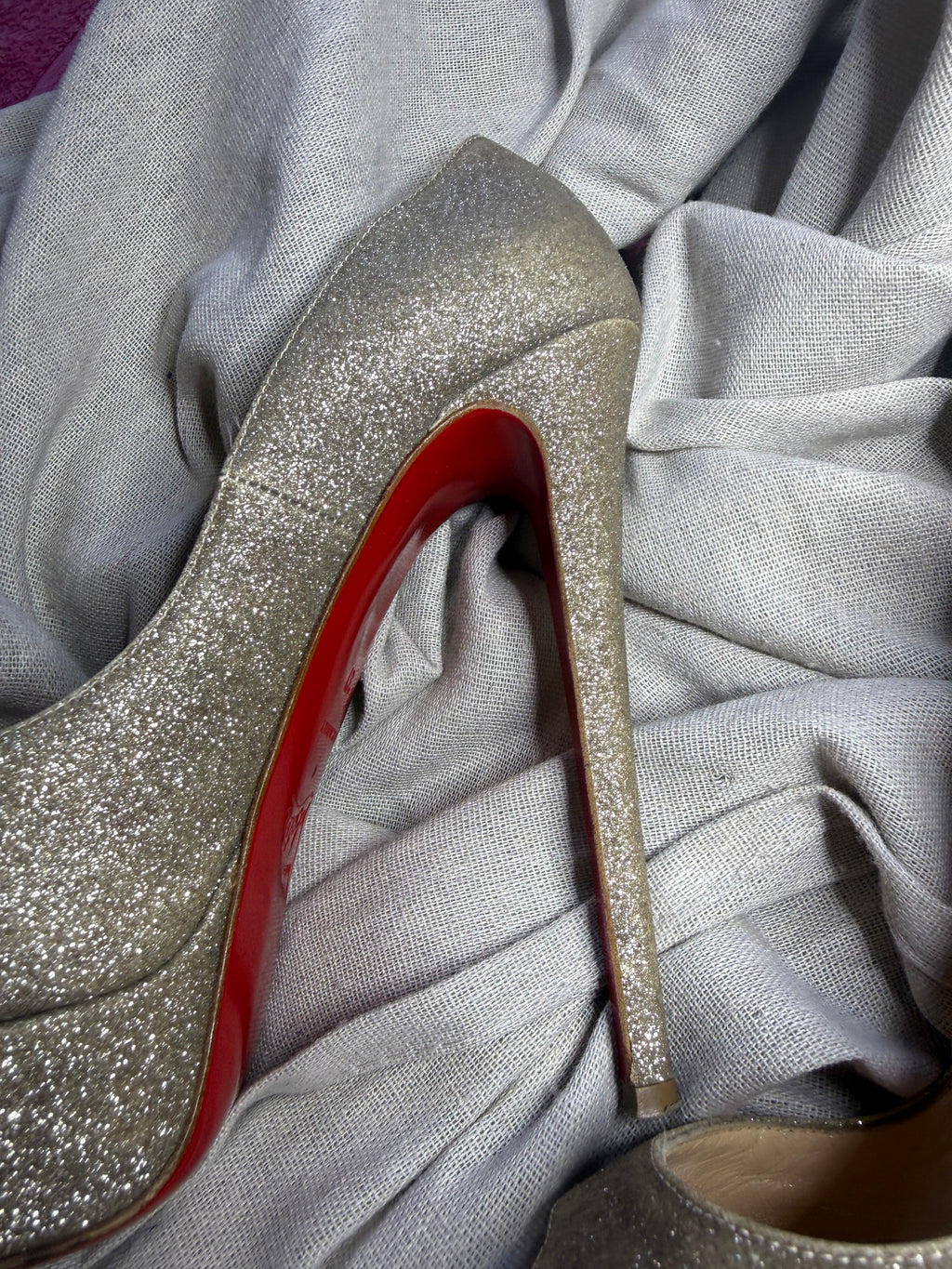 ✨ Escarpins Christian Louboutin Lady Peep Glitter Doré 37 ✨