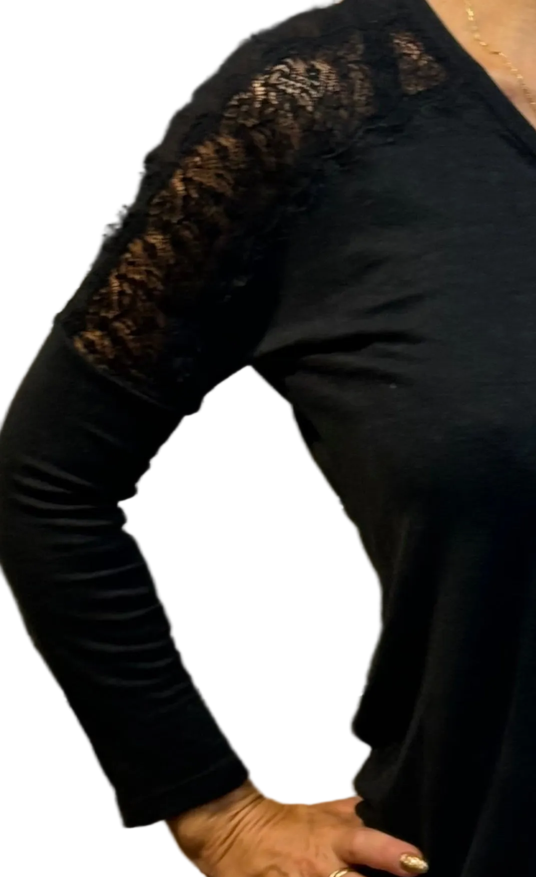 ✨ Sandro - Top en lin noir - longues manches T36 ✨