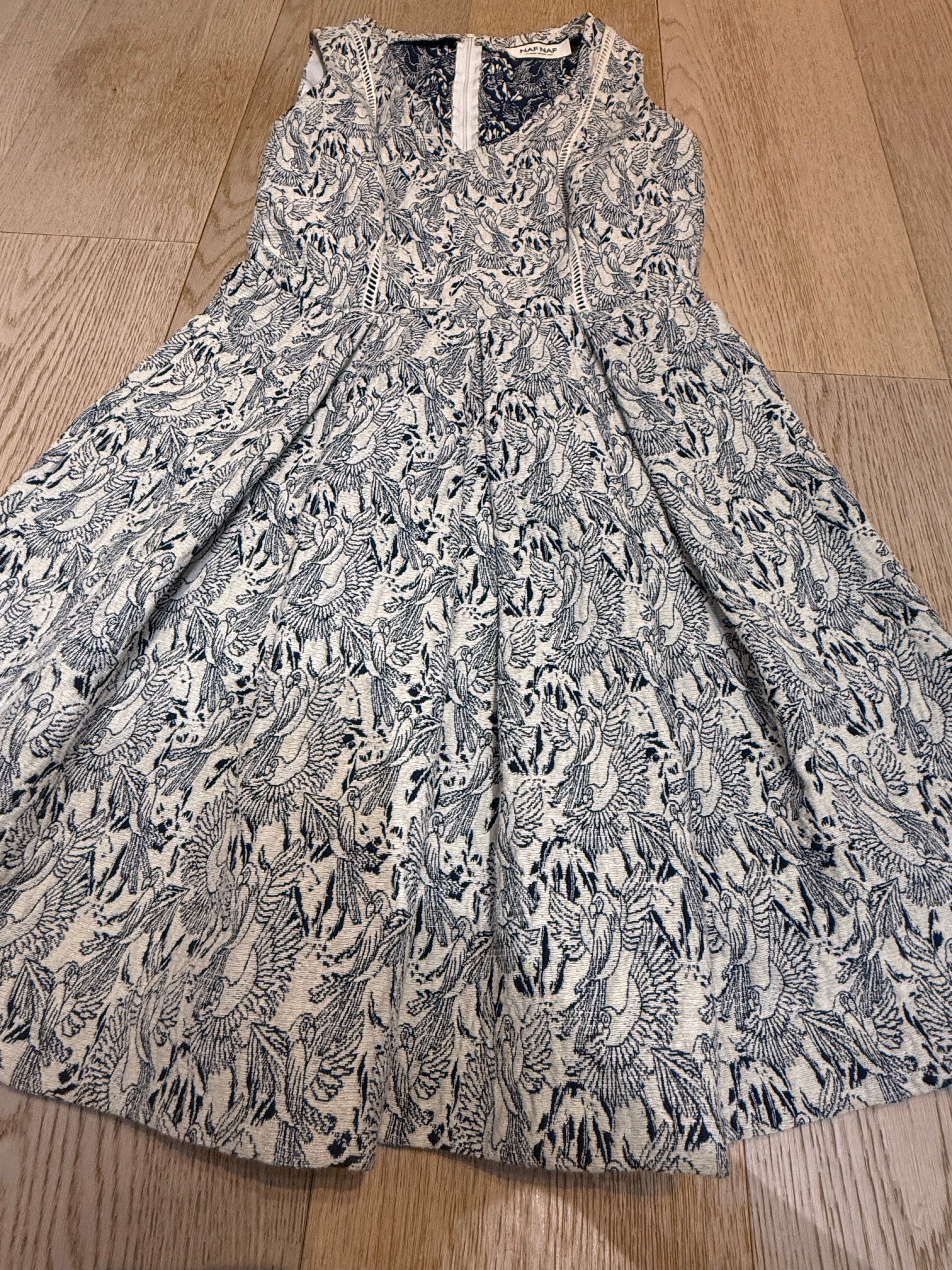✨NAF NAF Robe Patineuse en Jacquard Texturé Motif Oiseaux  (Taille 36) ✨
